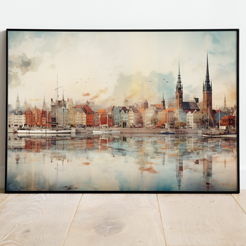 Farverig København Plakat – Karikatur Kunst til Væggen