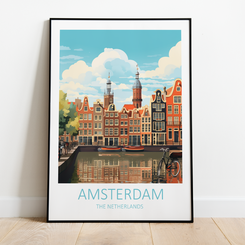 Amsterdam Karikatur Plakat - Skøn Dekoration til Hjemmet