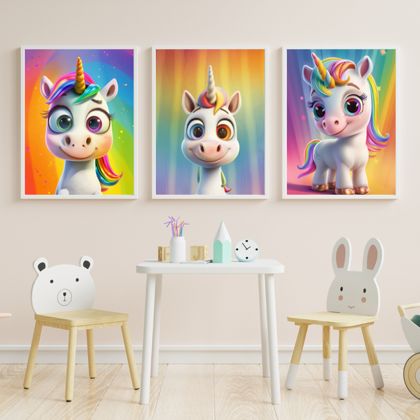 Enhjørning Plakatsæt 4 Børneplakater - Plakat Portalen Plakater