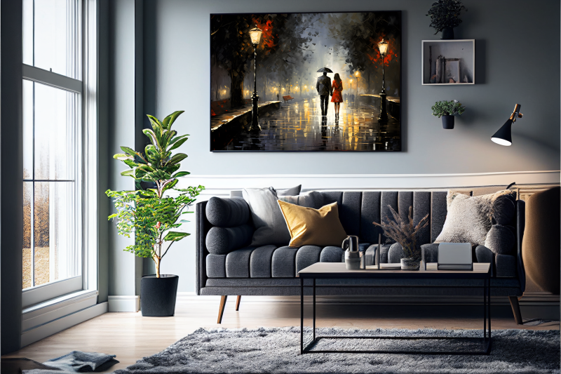 Par Under Regn 1 Plakat 50 70 Ramme - Just Karikatur Plakater