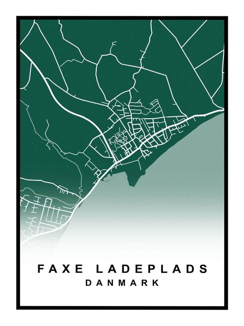 Faxe Ladeplads Plakat - Detaljeret Kort over Byen