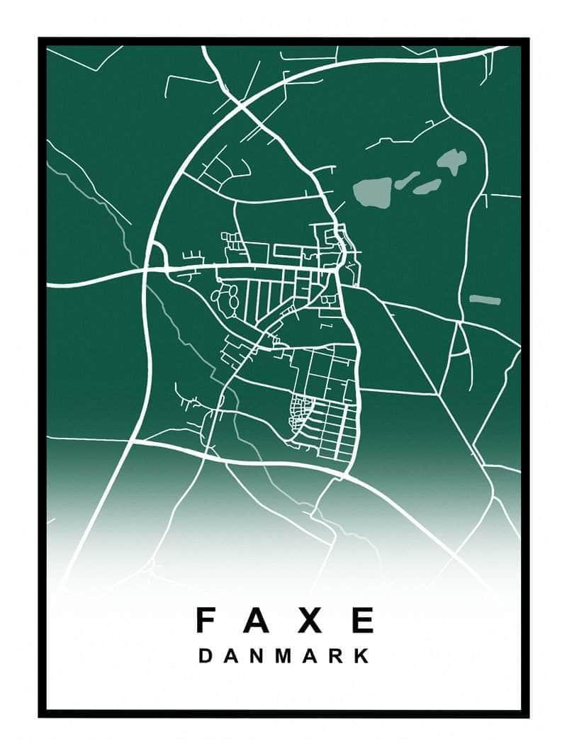 Faxe By Kort - Plakat fra Postersbyus til dit hjem