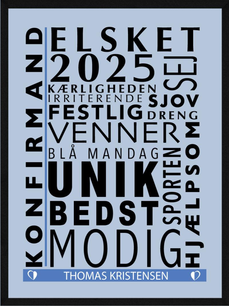 Konfirmand Citat Plakat Dreng - Egly Design Plakater