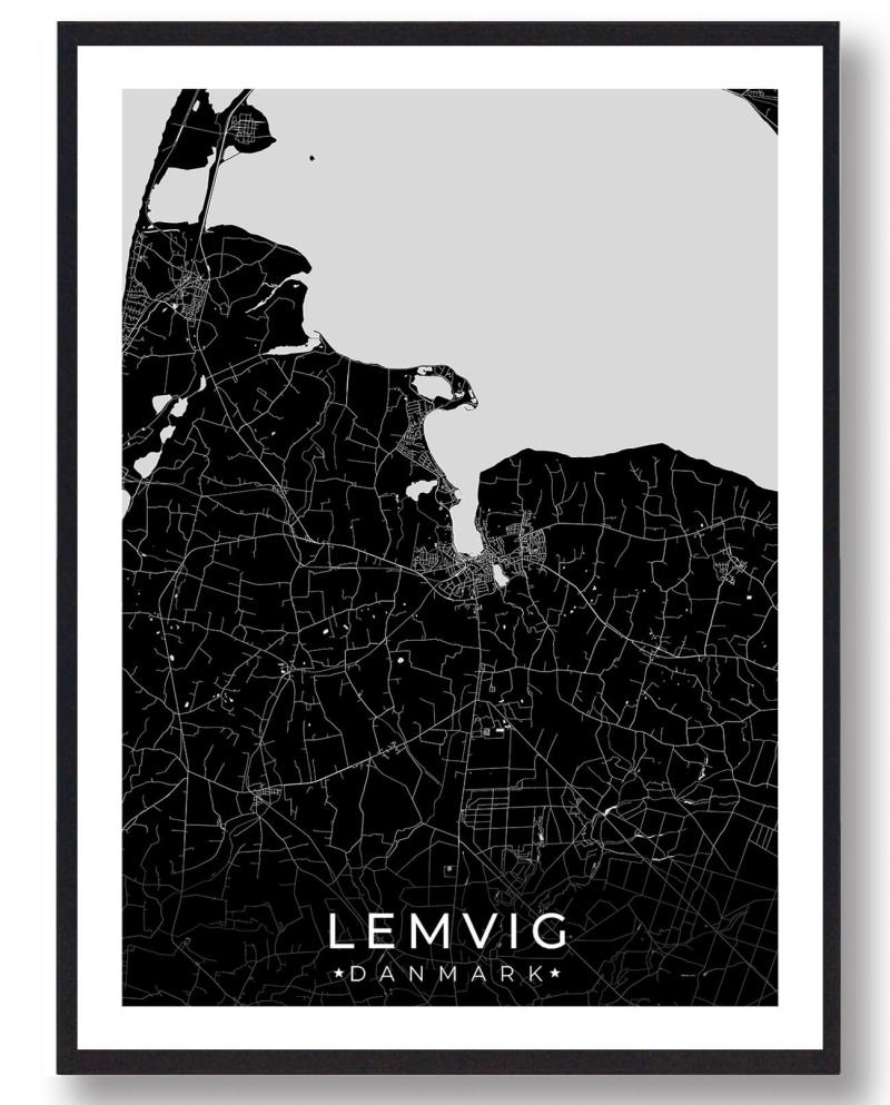 Mørkeblå Lemvig Plakat Størrelse: 21x29 7cm - Plakatdyr Plakater