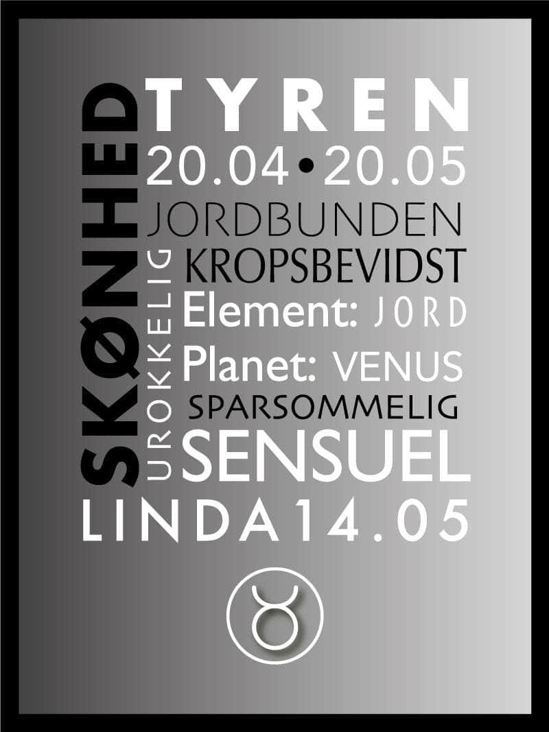 Tyren Stjernetegn Plakat med Tekst – Egly Design