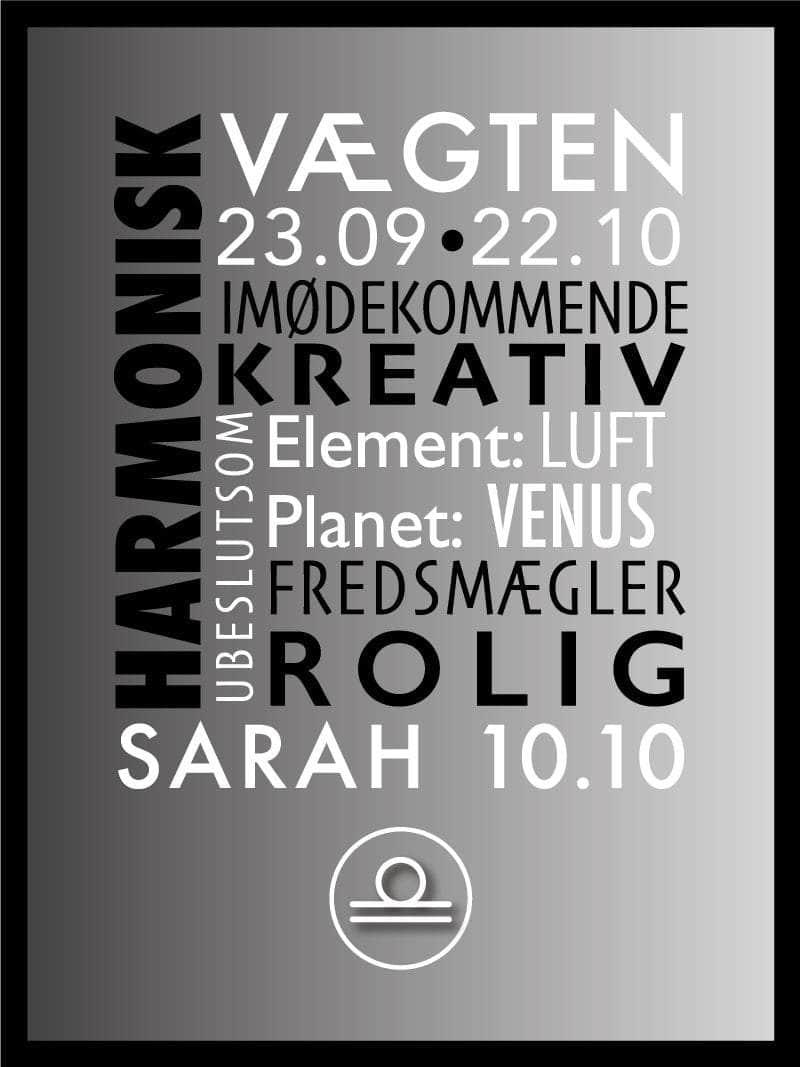 Vægten Stjernetegn Med Tekst Plakat - Egly Design Plakater