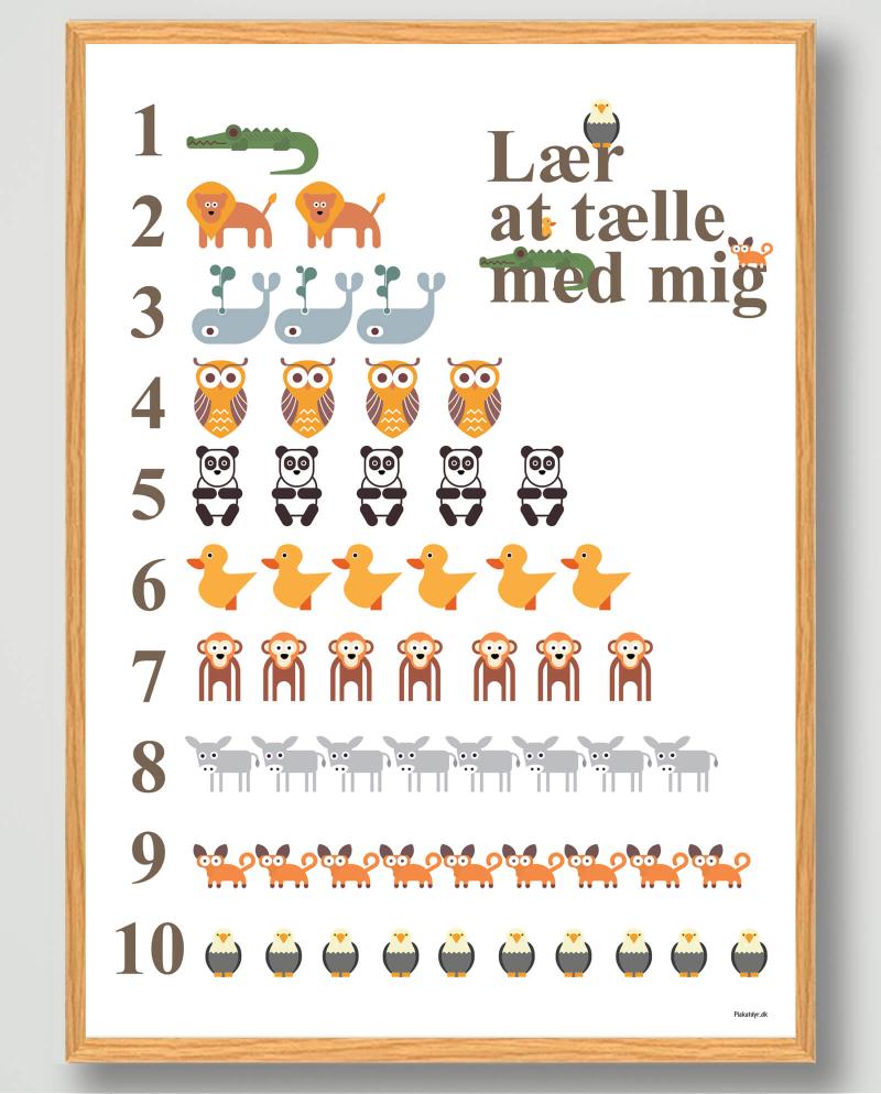 Lær Tælle Med Mig Plakat - Plakatdyr.dk Plakater