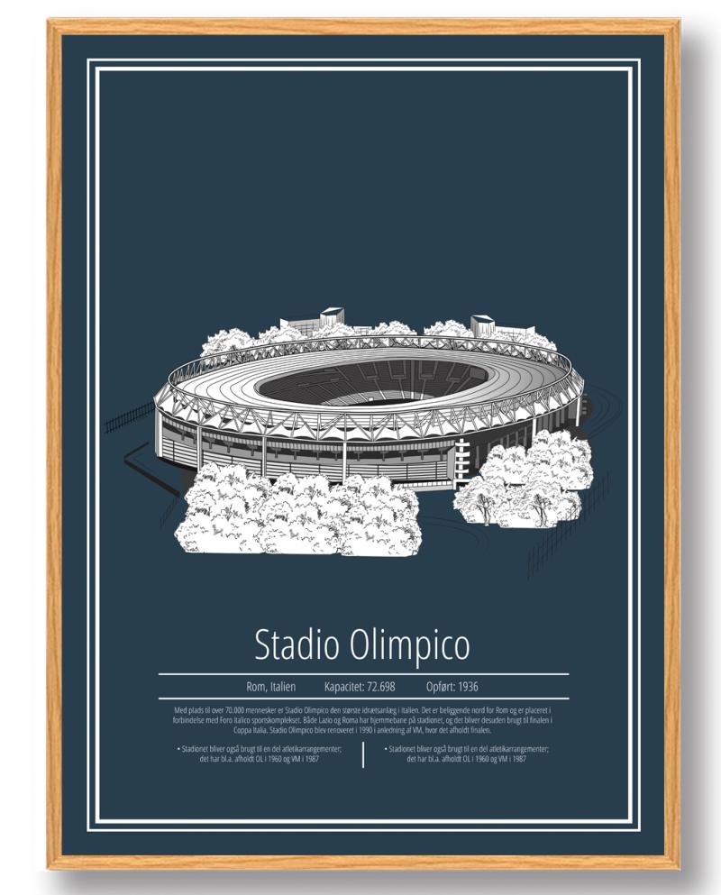 Stadio Olimpico Roma Fodbold Stadion Plakat - Tilbud!