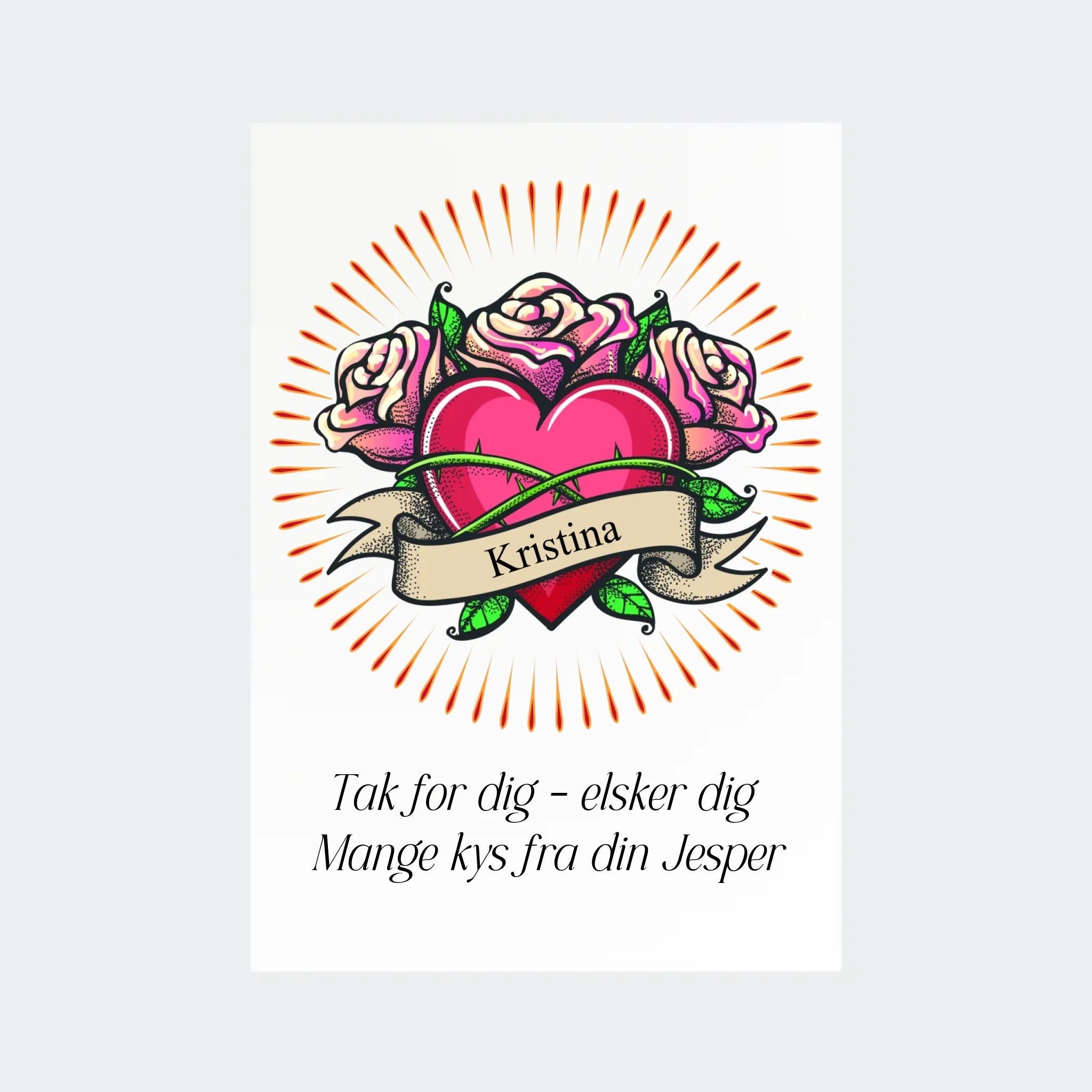 Uden Ramme Plakat Hjerte Med Navn Tekst - 123unik Plakater