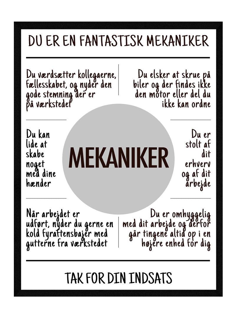 Mekaniker Plakat - Perfekt gave til en dygtig mekaniker!