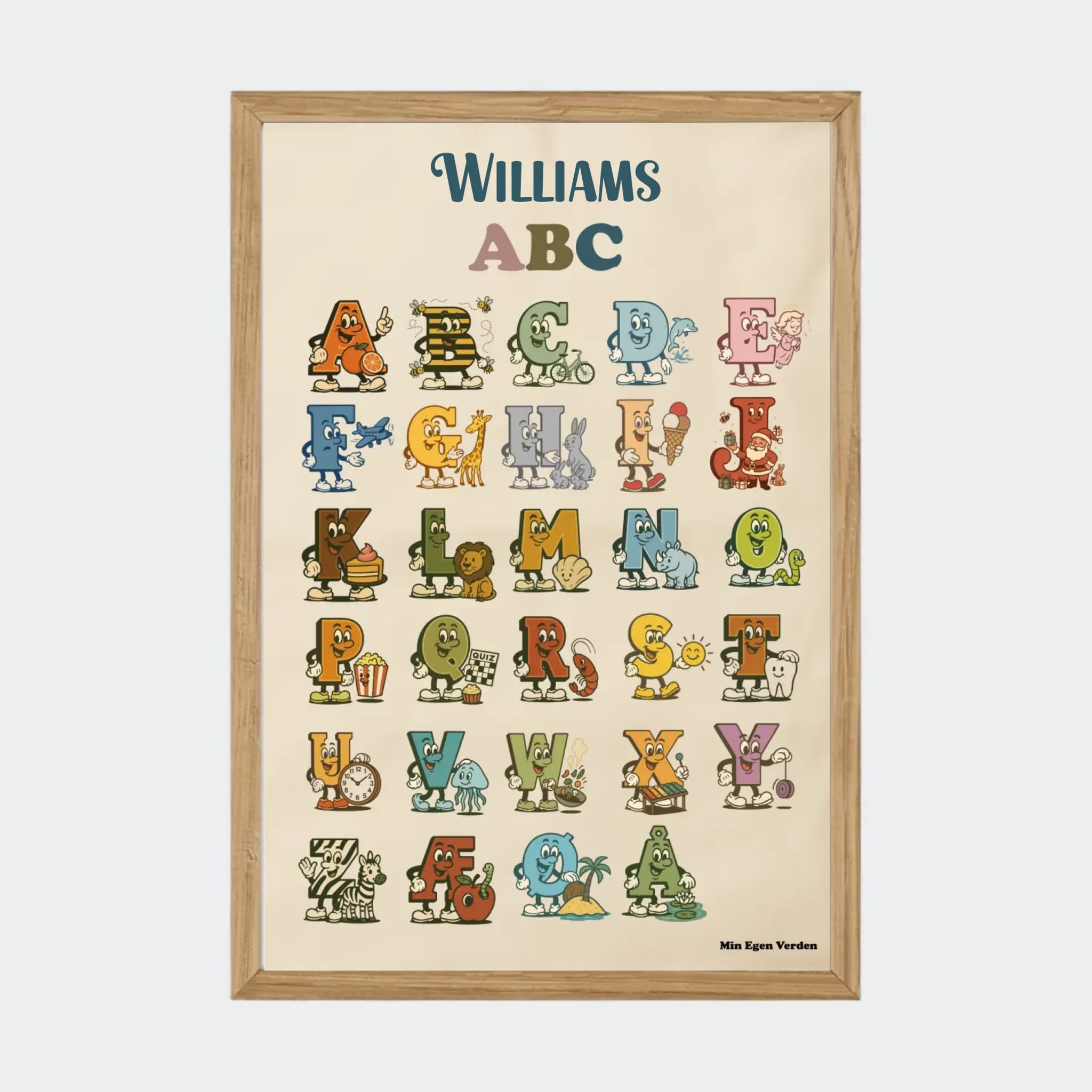 Massiv Eg Plakat Alfabet Dansk Med Navn Massiv - Teeinblue Plakater