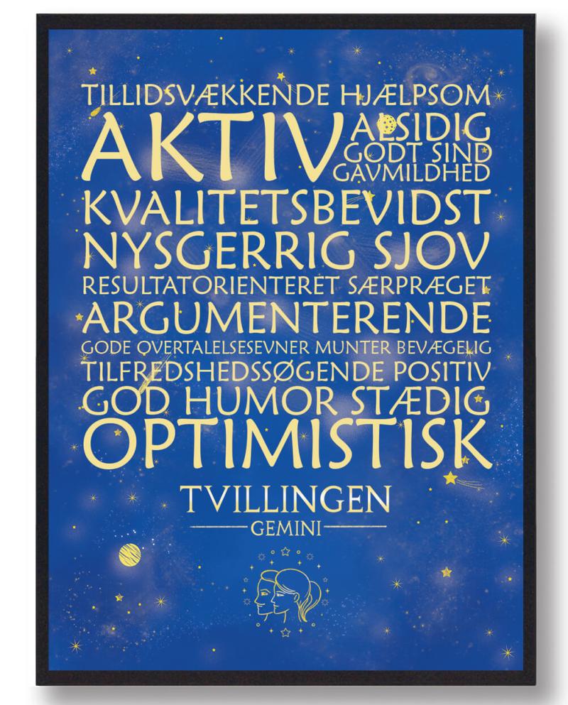 Blå Stjernebillede Tvillingen - Plakatdyr.dk Plakater