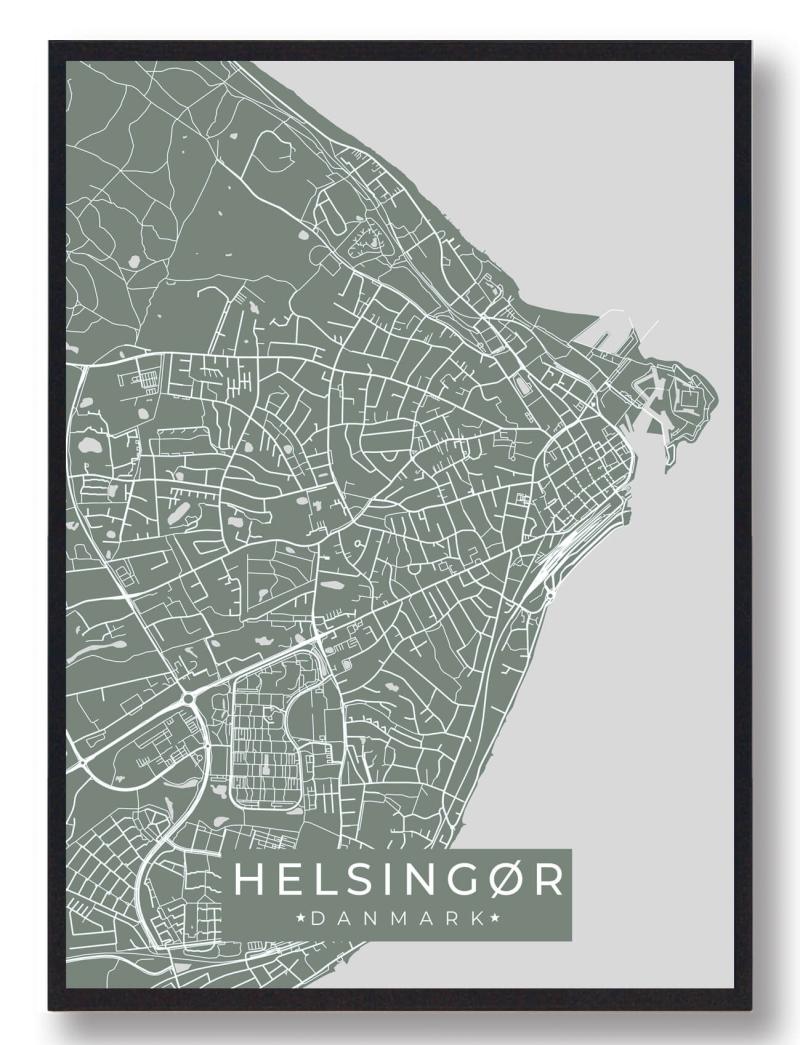 Grøn Helsingør Plakat - Plakatdyr.dk Plakater