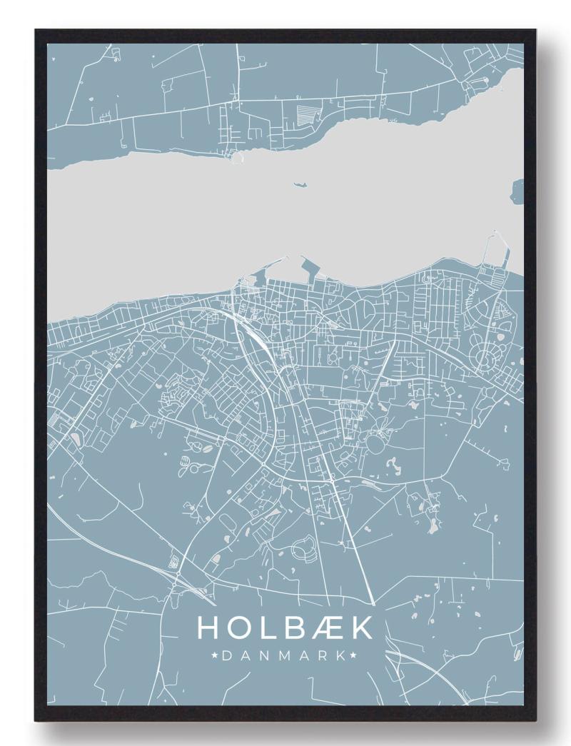 Blå Holbæk Plakat Lyse - Plakatdyr.dk Plakater