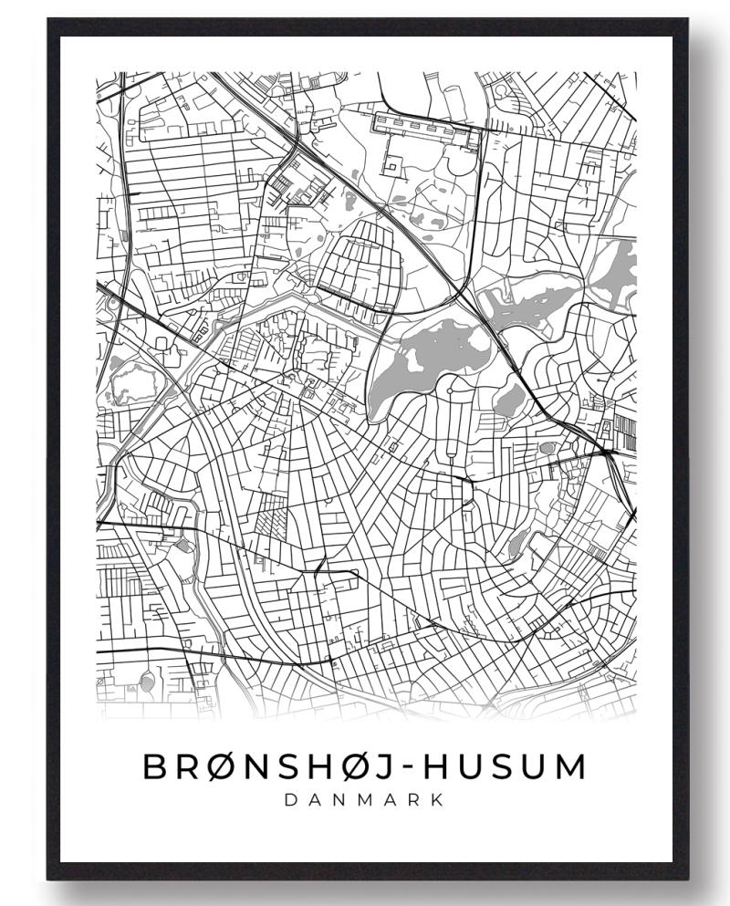 Hvid Brønshøj Husum Plakat - Plakatdyr.dk Plakater