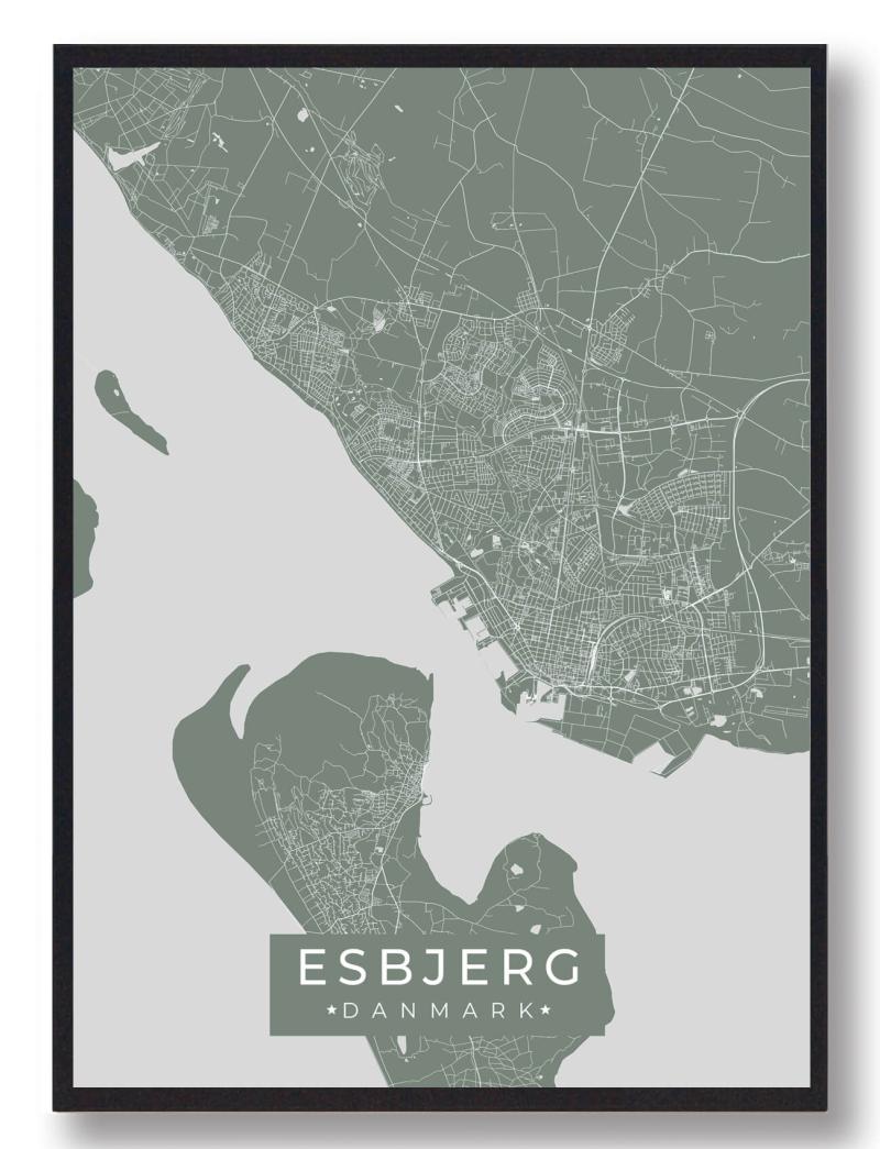 Grøn Esbjerg Plakat - Plakatdyr.dk Plakater