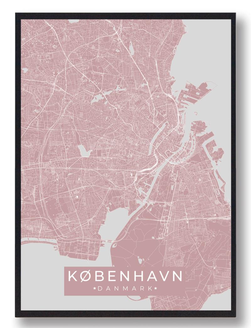 Lyserød København Plakat - Plakatdyr.dk Plakater