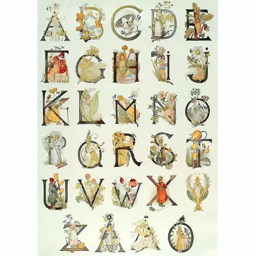Blomsteralfabet Adelborg Plakat - Hjelm Förlag Plakater  - 7393182007312