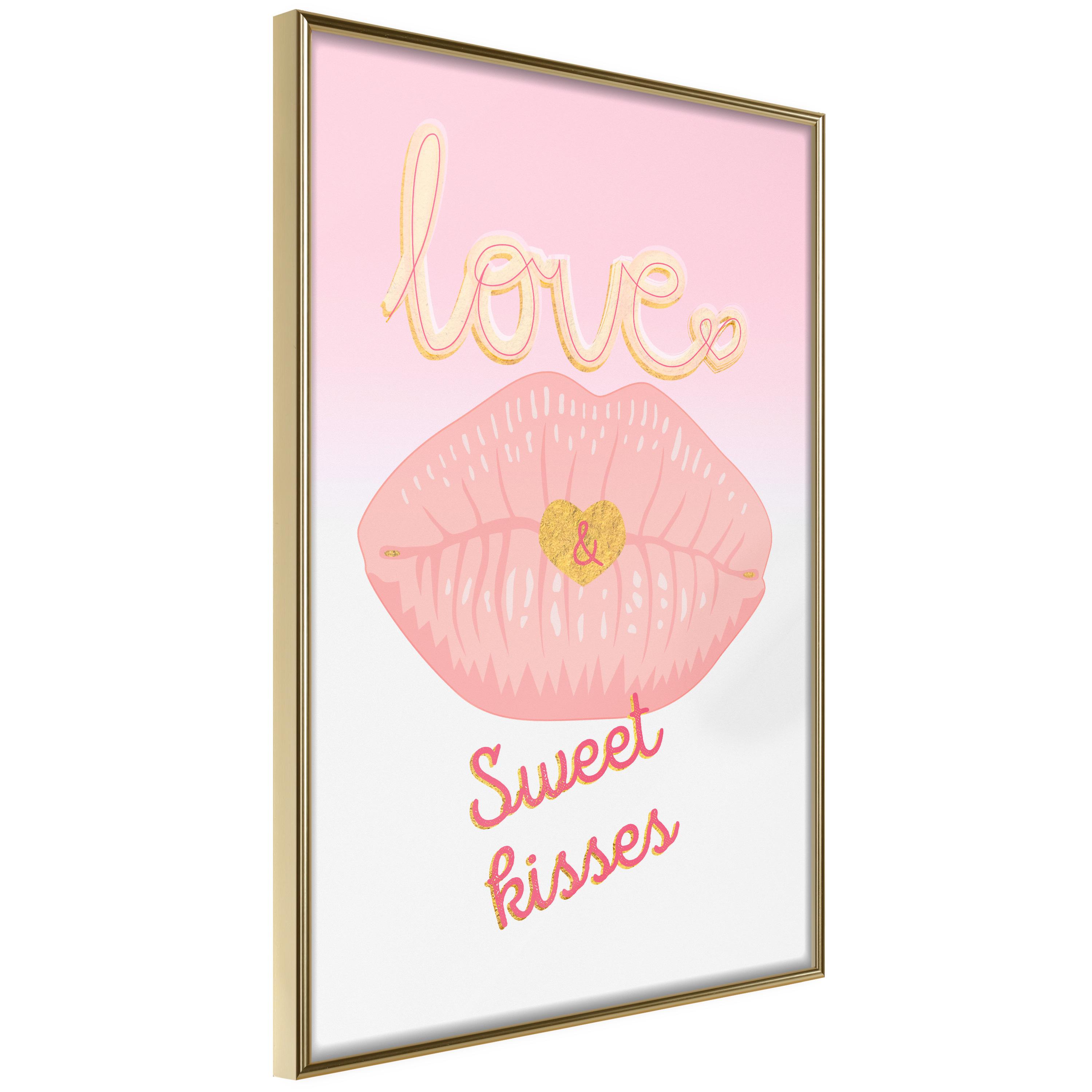 Plakat Sweet Kisses Guldramme - Boligcenter Plakater - 5904419745550