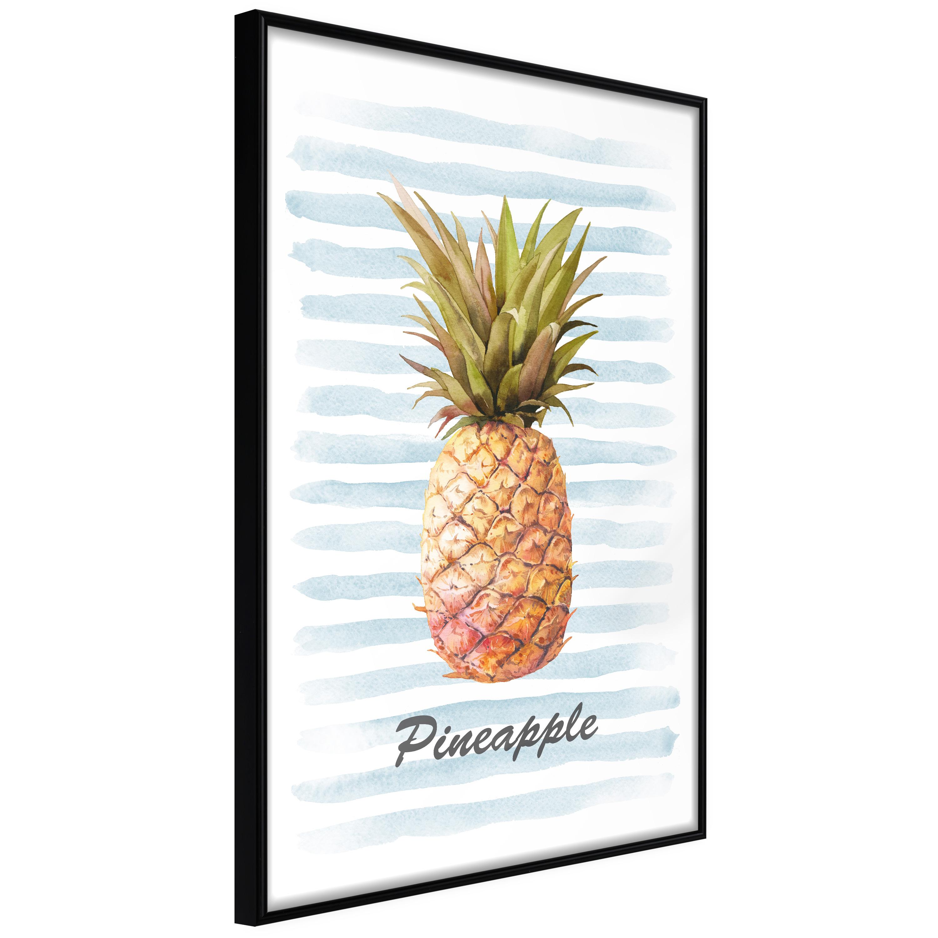 Sort Plakat Pineapple And Stripes Ramme - Boligcenter Plakater - 5901493710665
