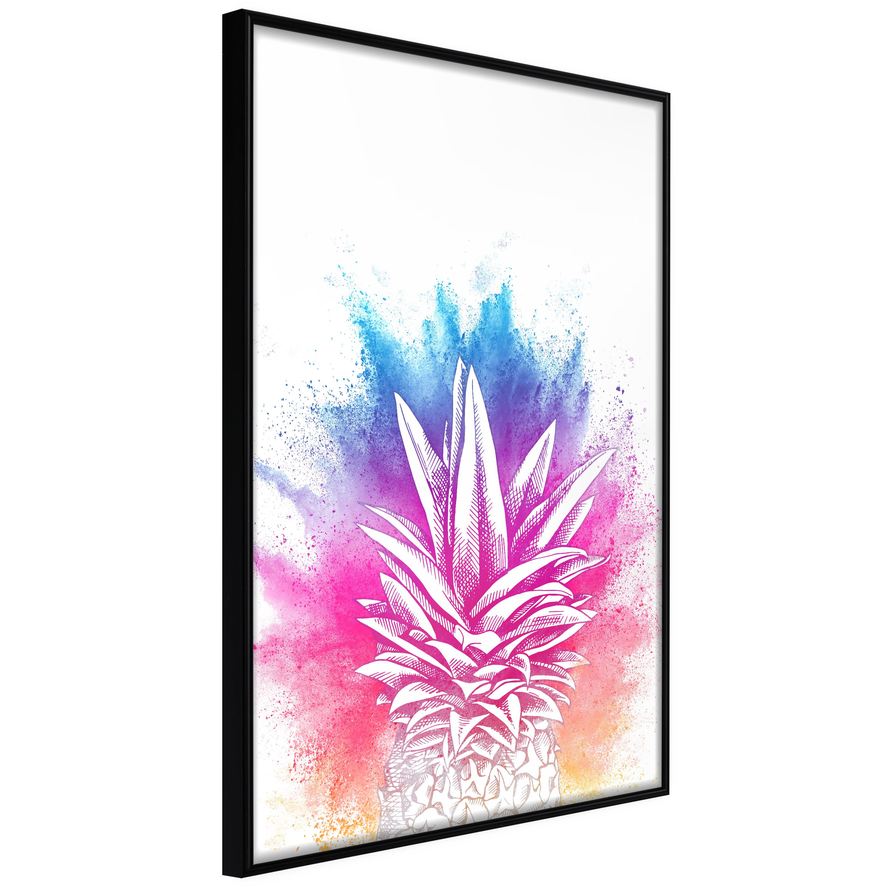 Sort Plakat Colourful Pineapple Ramme - Boligcenter Plakater  - 5901493710481