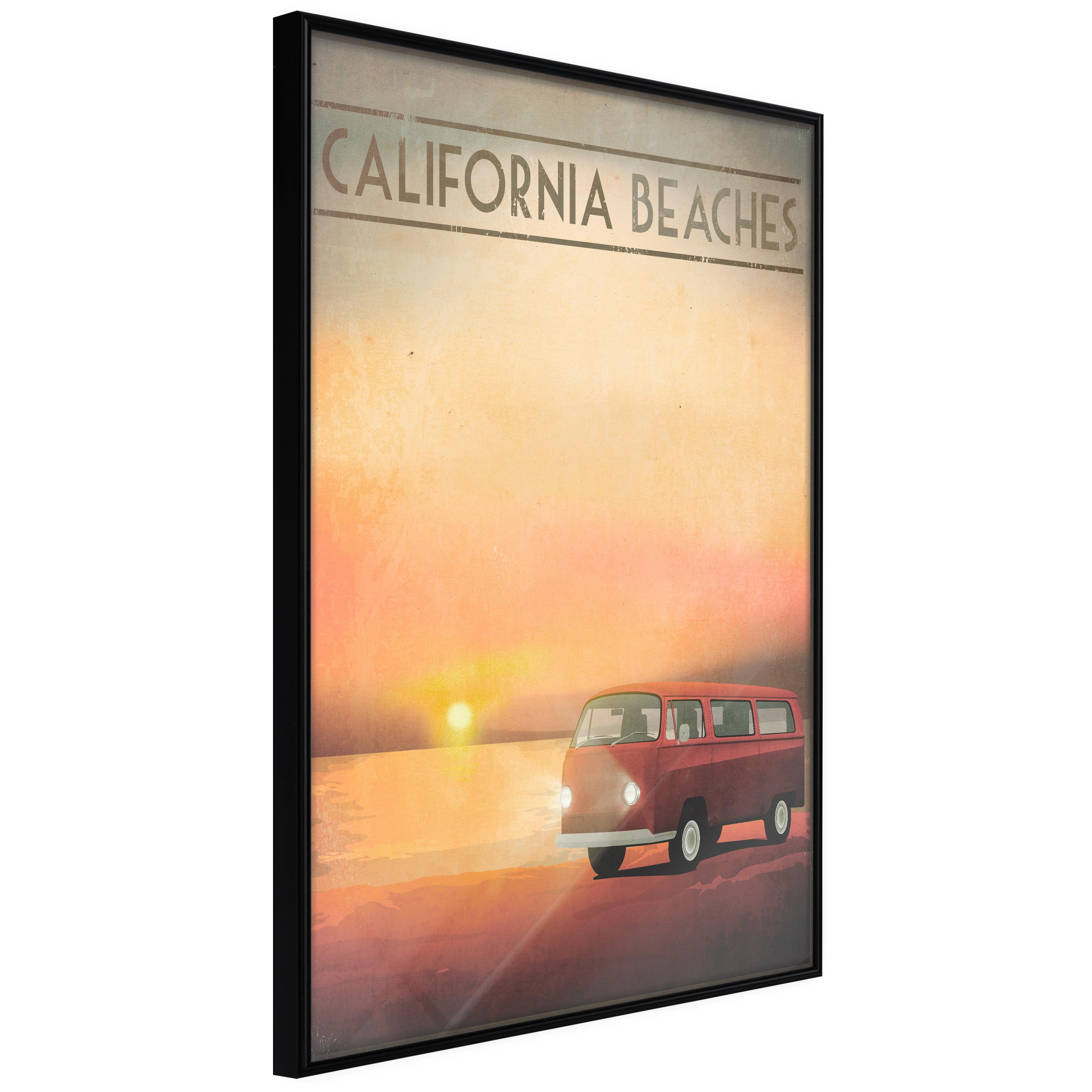 Sort Plakat California Beaches Ramme - Boligcenter Plakater  - 5904419715232