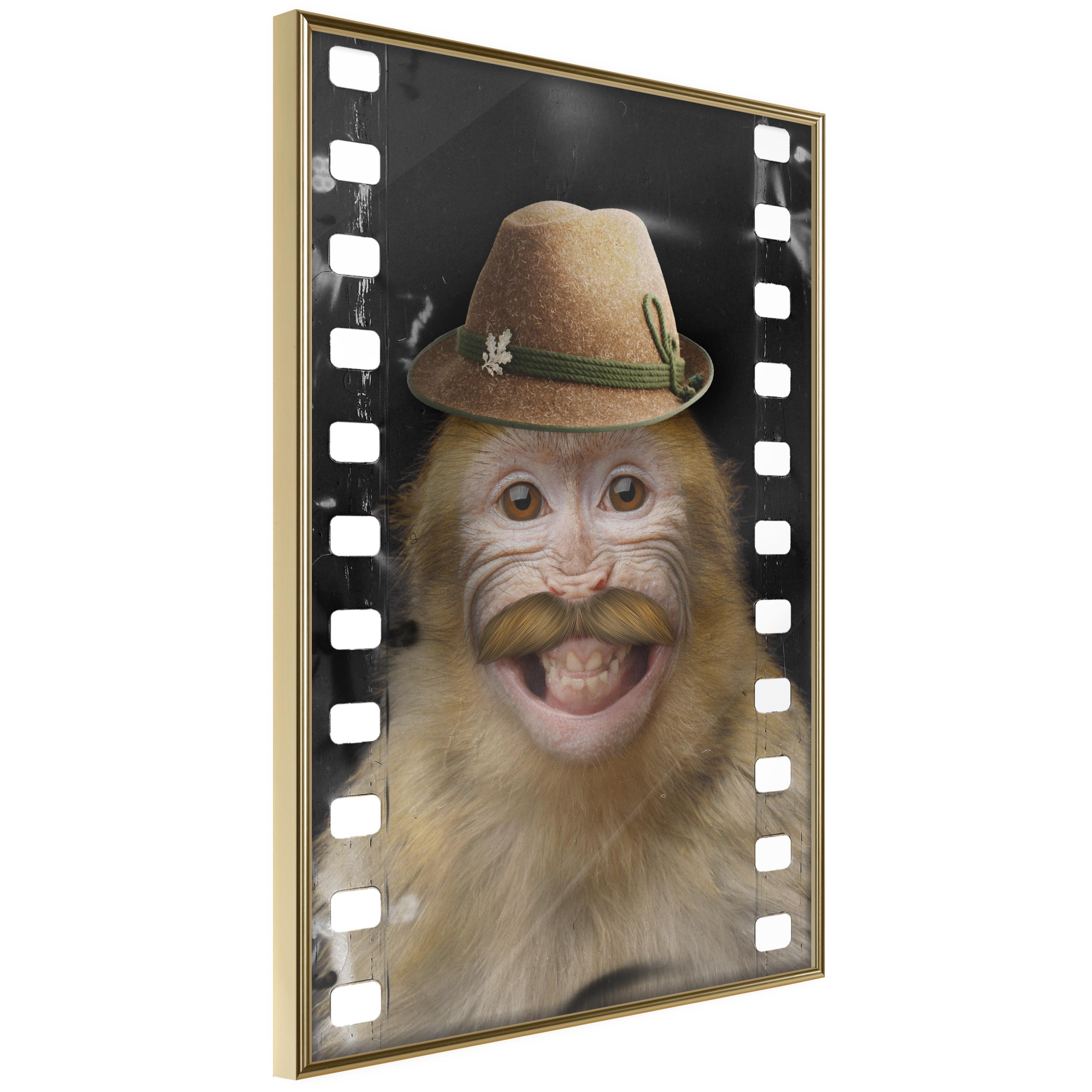 Plakat Monkey Hat Guldramme - Boligcenter Plakater - 5903617082535