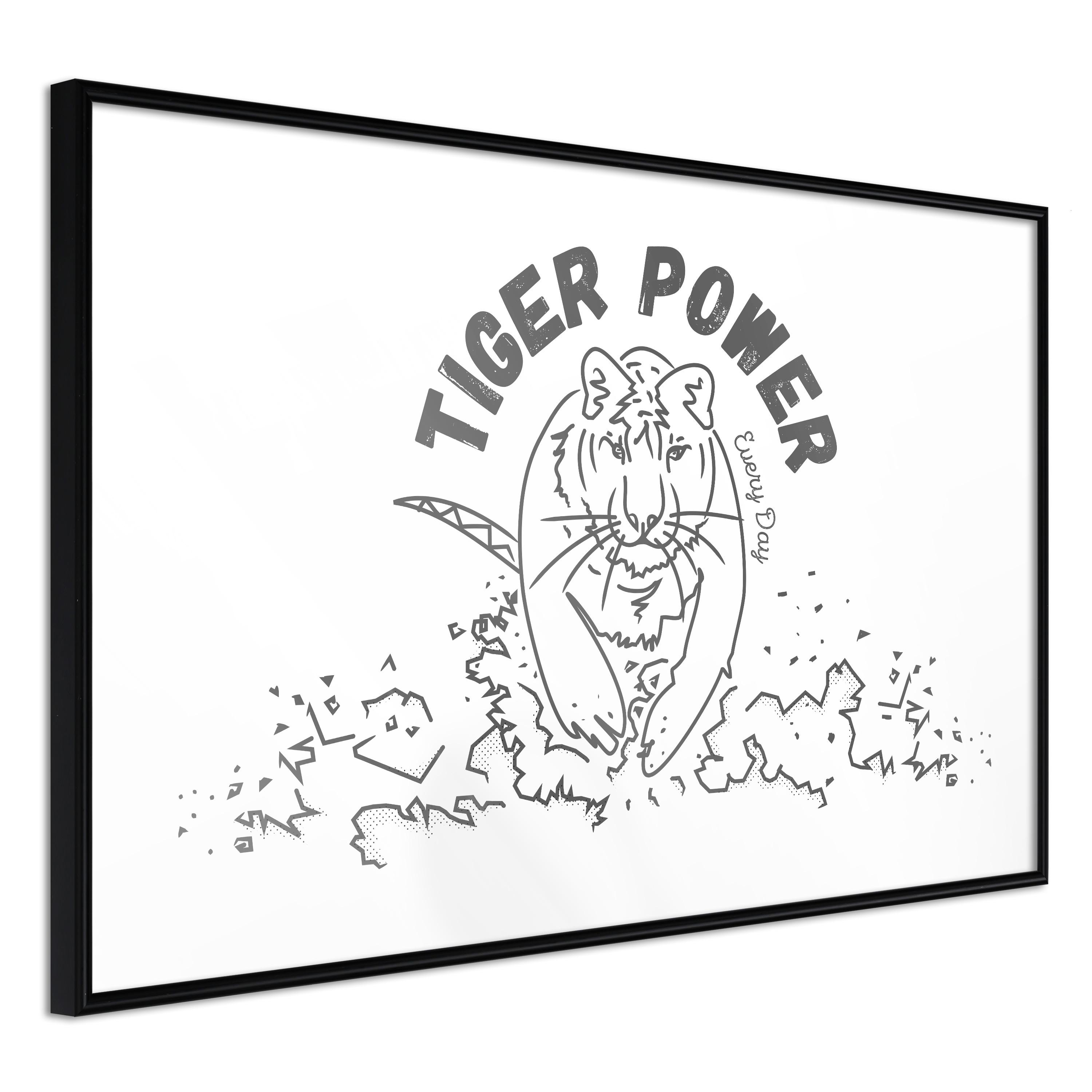 Sort Plakat Tiger Power Ramme - Boligcenter Plakater  - 5901493663688