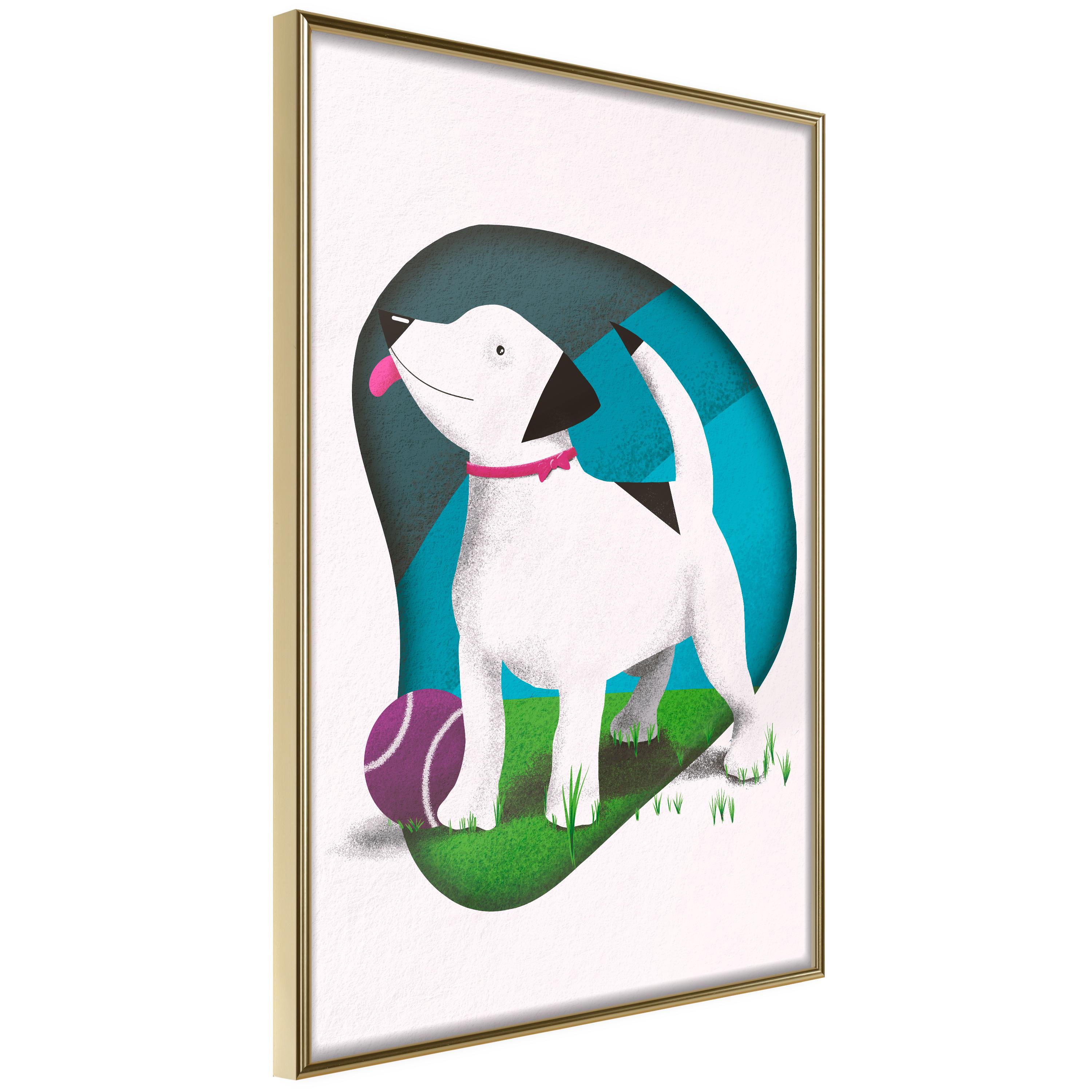 Plakat Dog And Ball Guldramme - Boligcenter Plakater  - 5904419659512