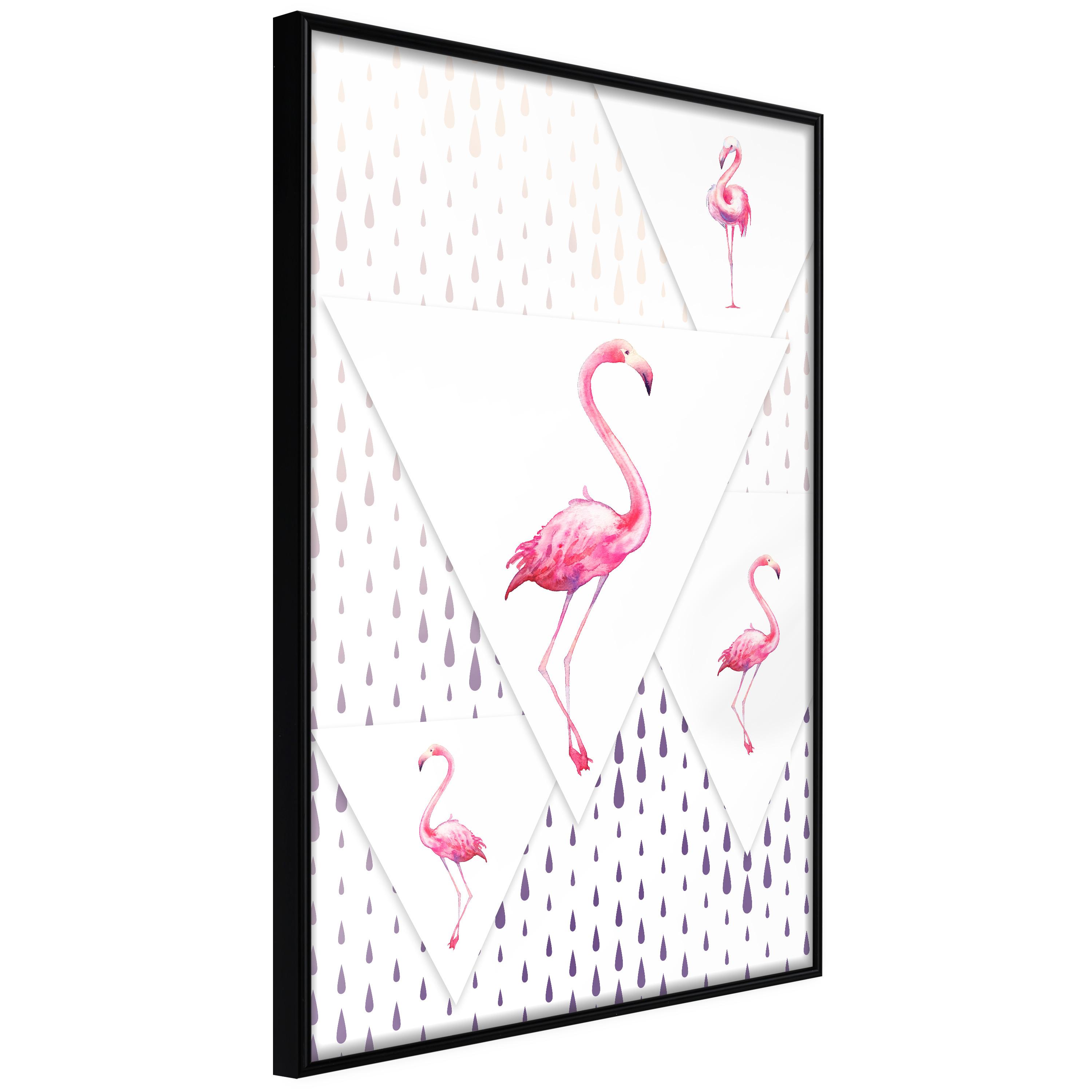 Sort Plakat Flamingo Family Ramme - Boligcenter Plakater  - 5901493709584