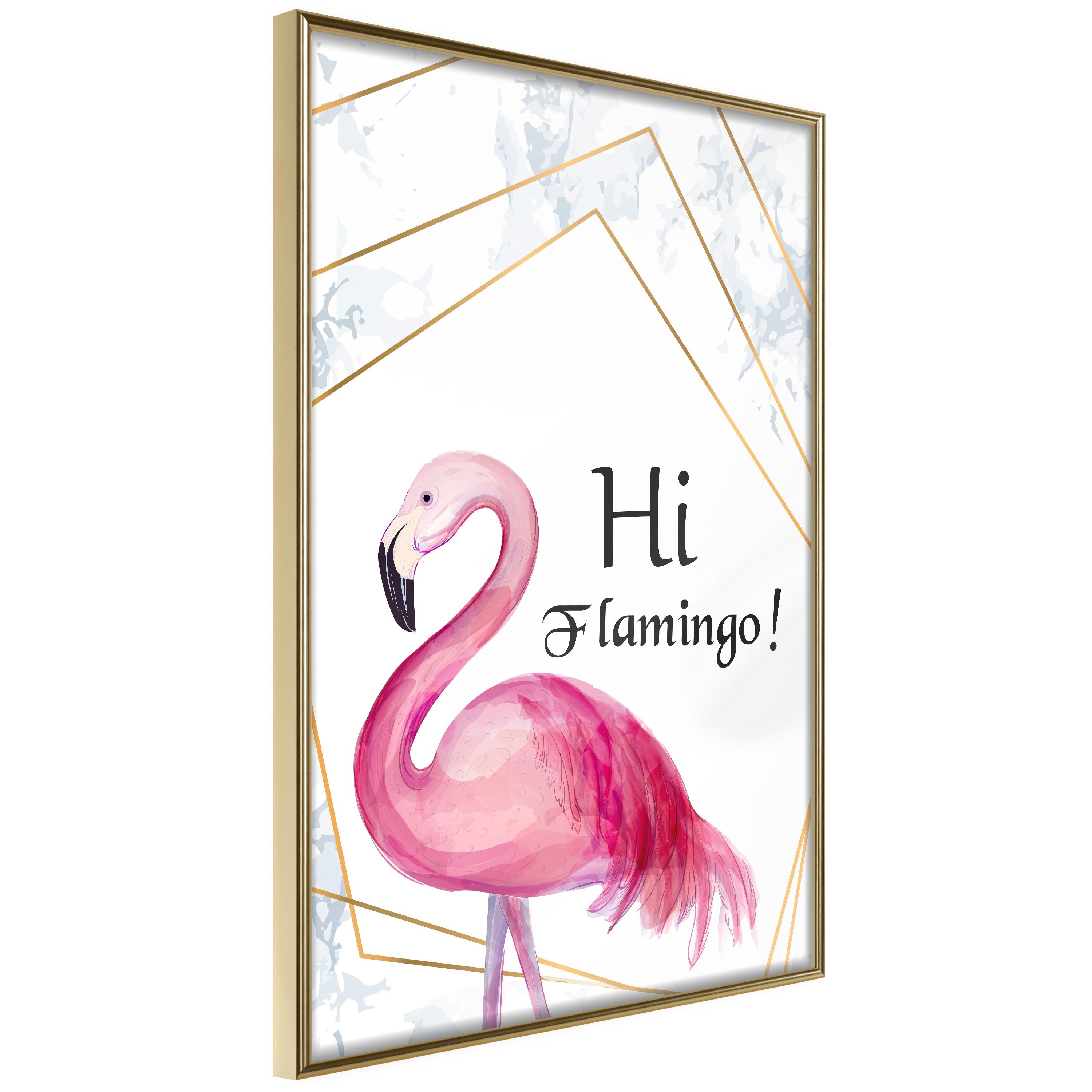 Plakat Flamingo Guldramme - Boligcenter Plakater  - 5901493710023