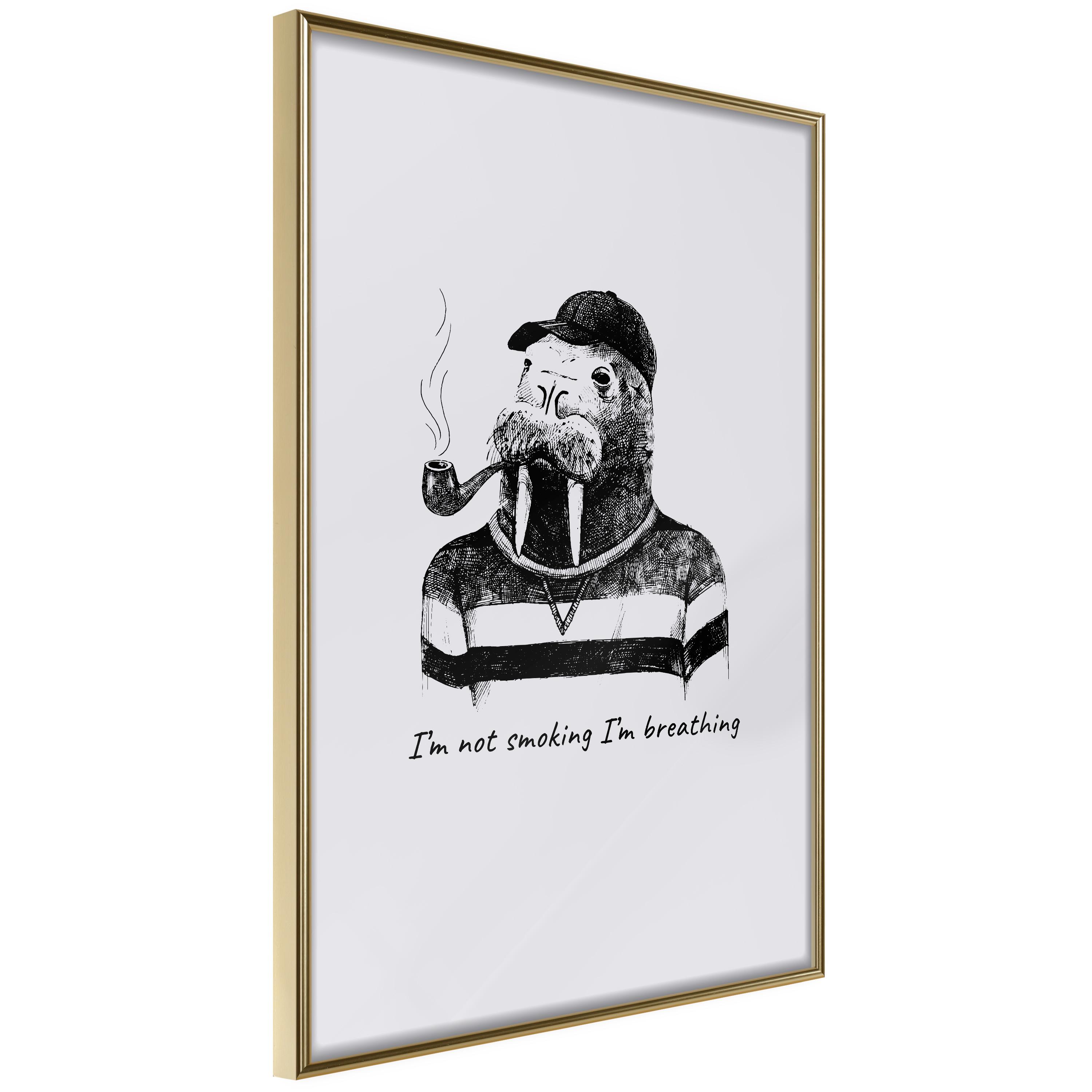 Plakat Not Smoking Breathing Guldramme - Boligcenter Plakater - 5903617112232