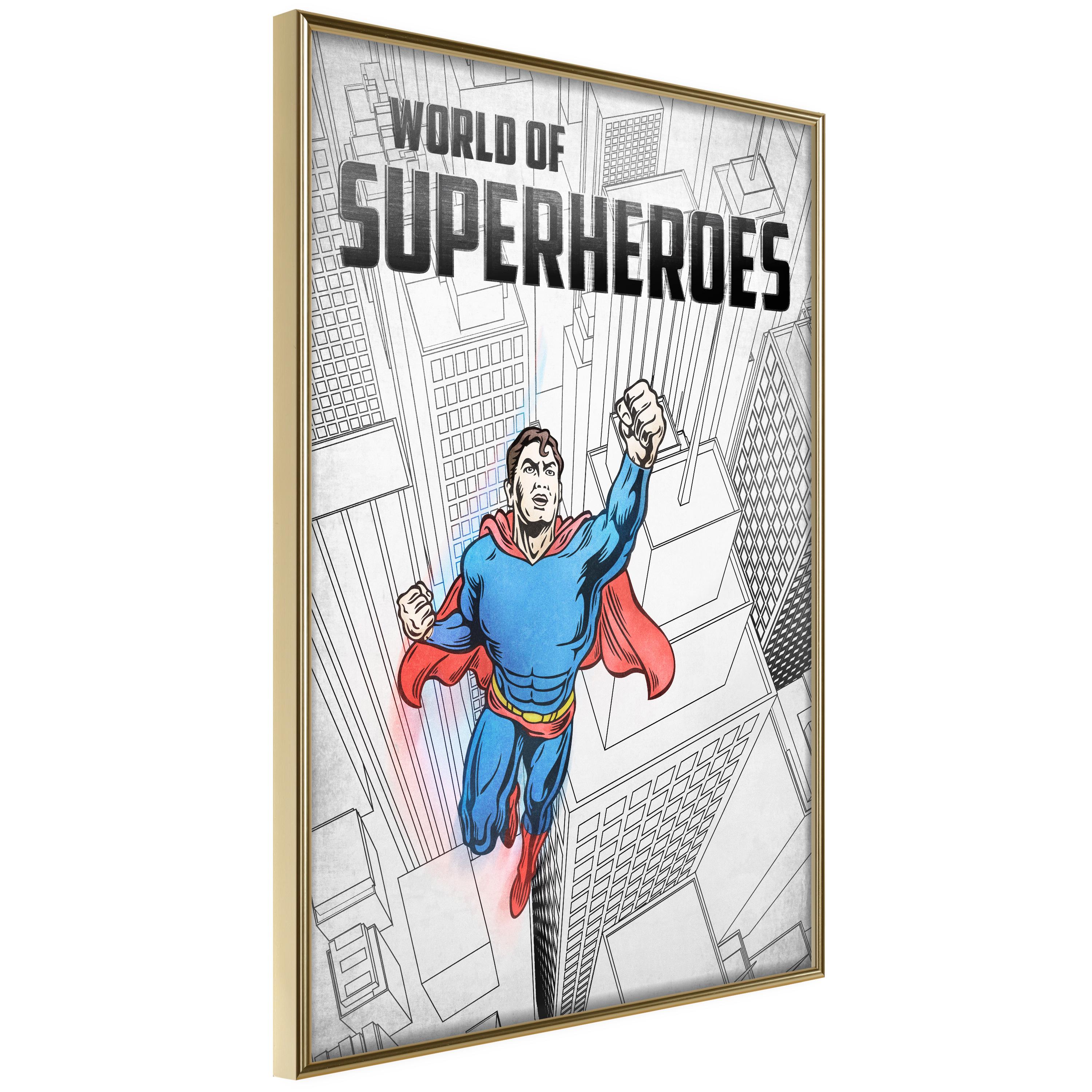 Plakat World Superheroes Guldramme - Boligcenter Plakater  - 5904419716574