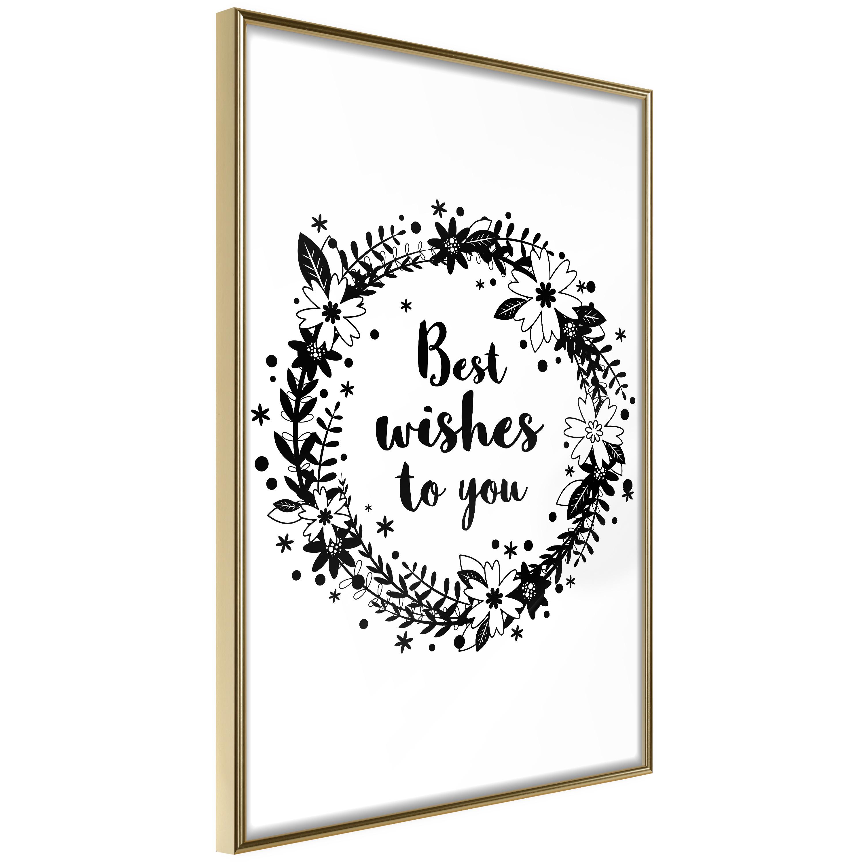 Plakat Best Wishes You Guldramme - Boligcenter Plakater - 5901493720466