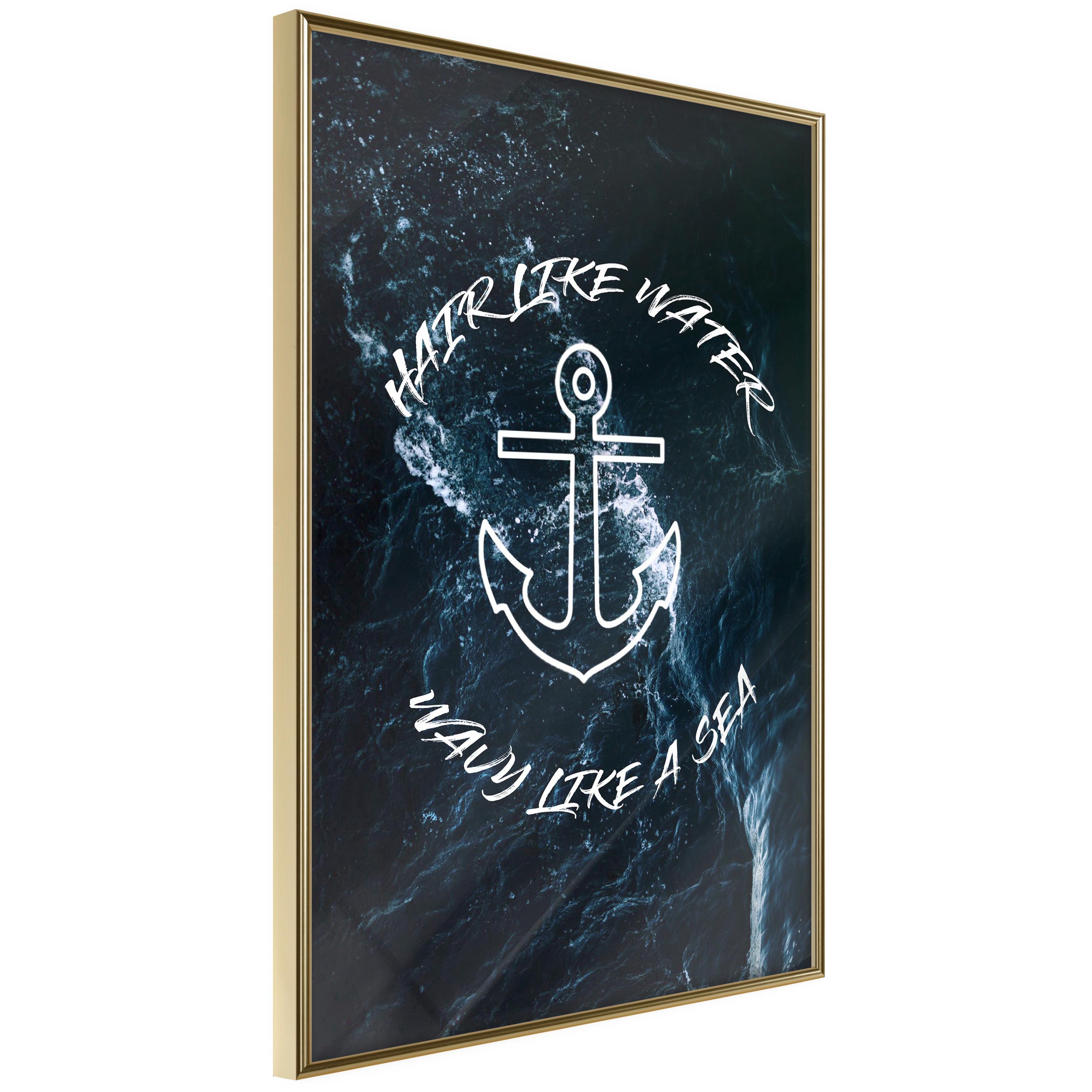 Plakat Hair Like Water Wavy Like Sea Guldramme - Boligcenter Plakater - 5904419701815