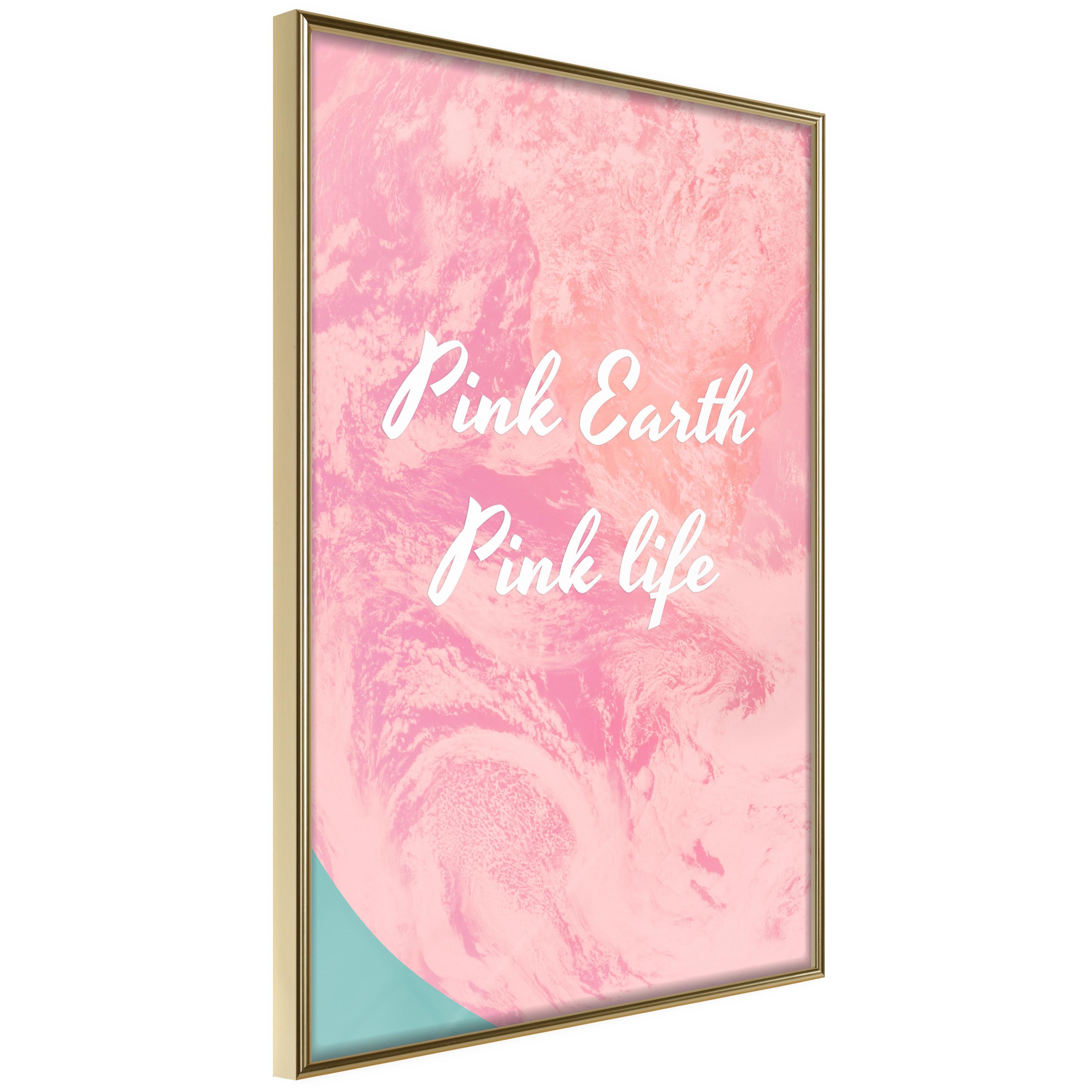 Pink Plakat Earth Life Guldramme - Boligcenter Plakater  - 5904419682190