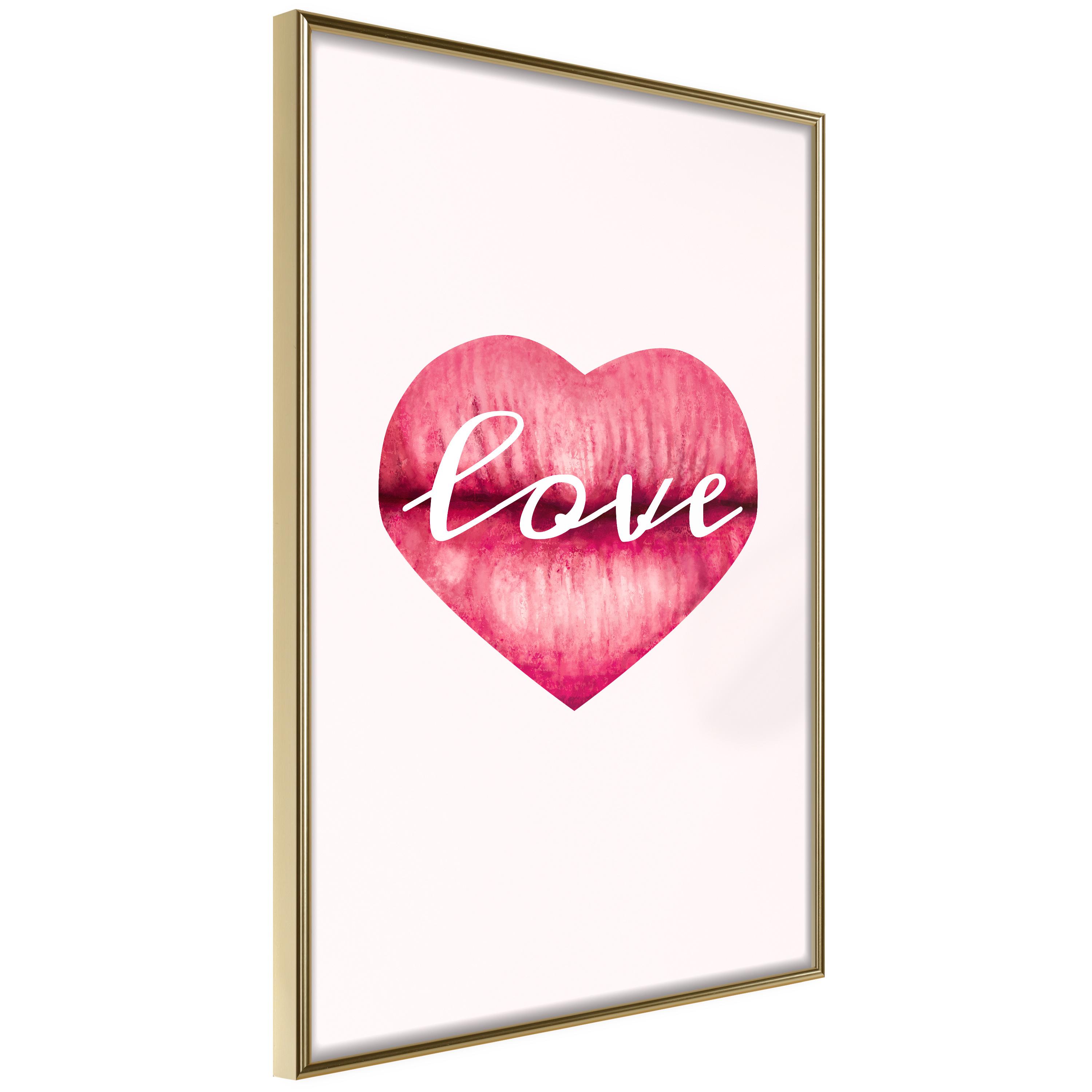 Plakat Love Lips Guldramme - Boligcenter Plakater  - 5904419682374