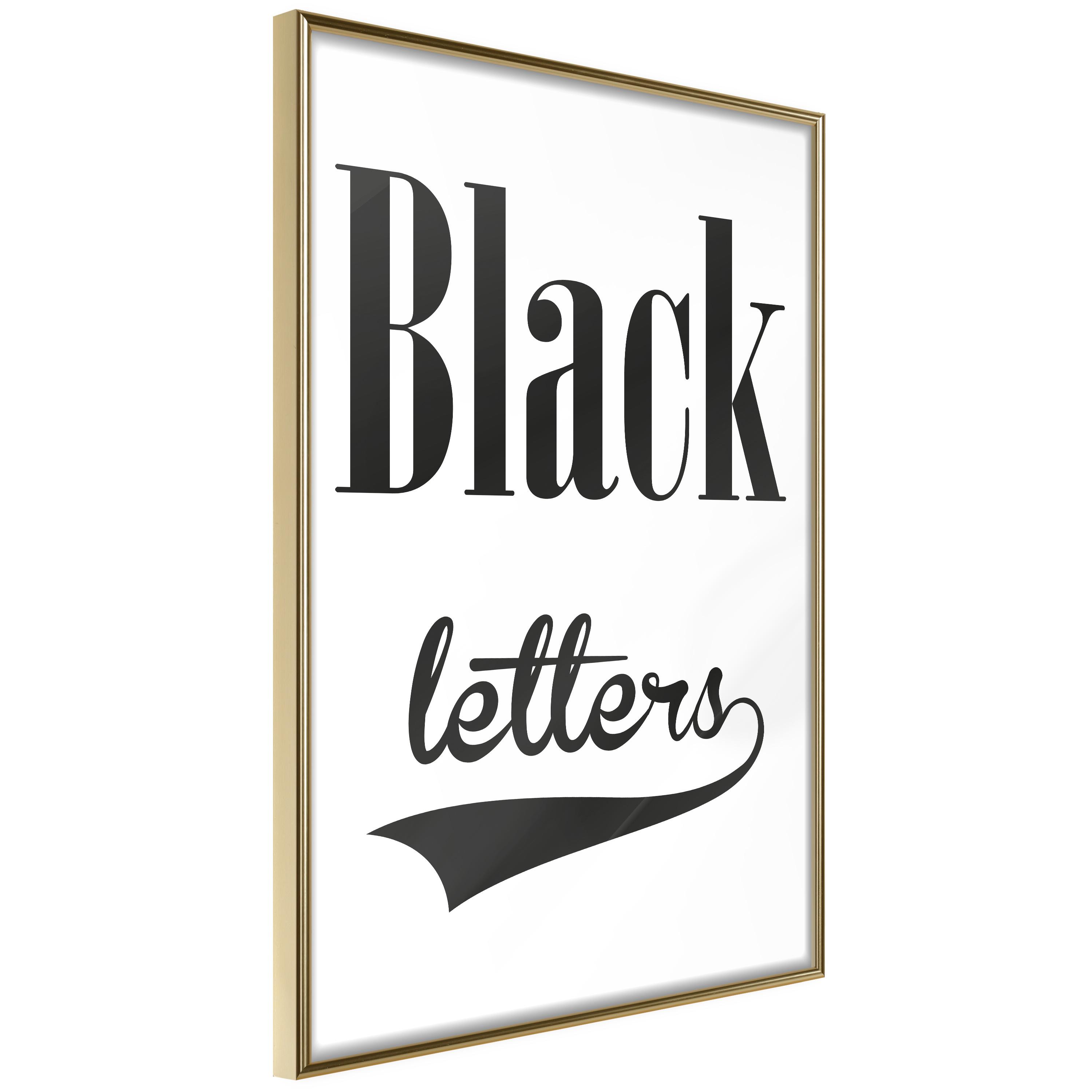 Sort Plakat Black Letters Guldramme - Boligcenter Plakater  - 5901493691667