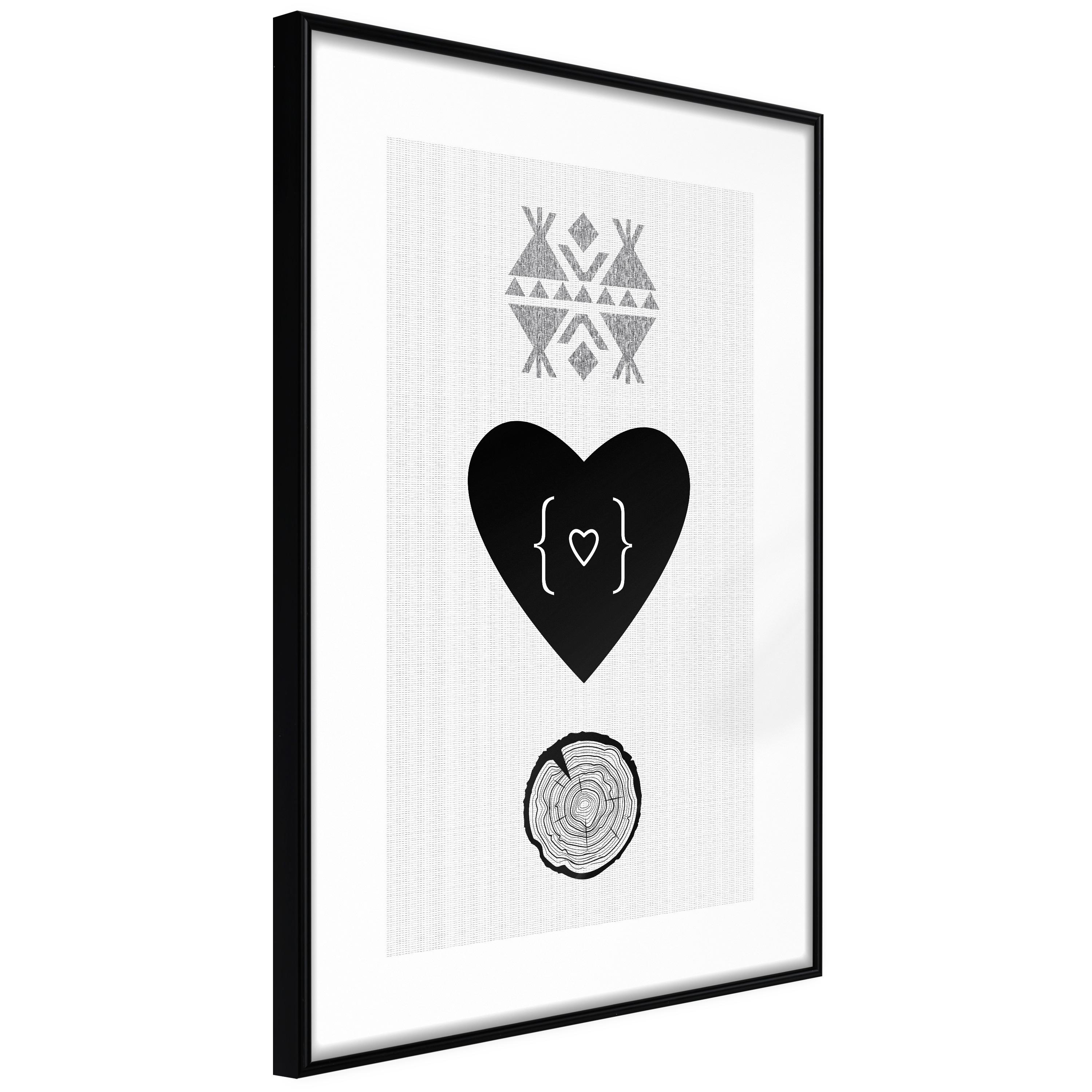 Sort Plakat Heart And Tree Trunk Ramme - Boligcenter Plakater - 5903617108556