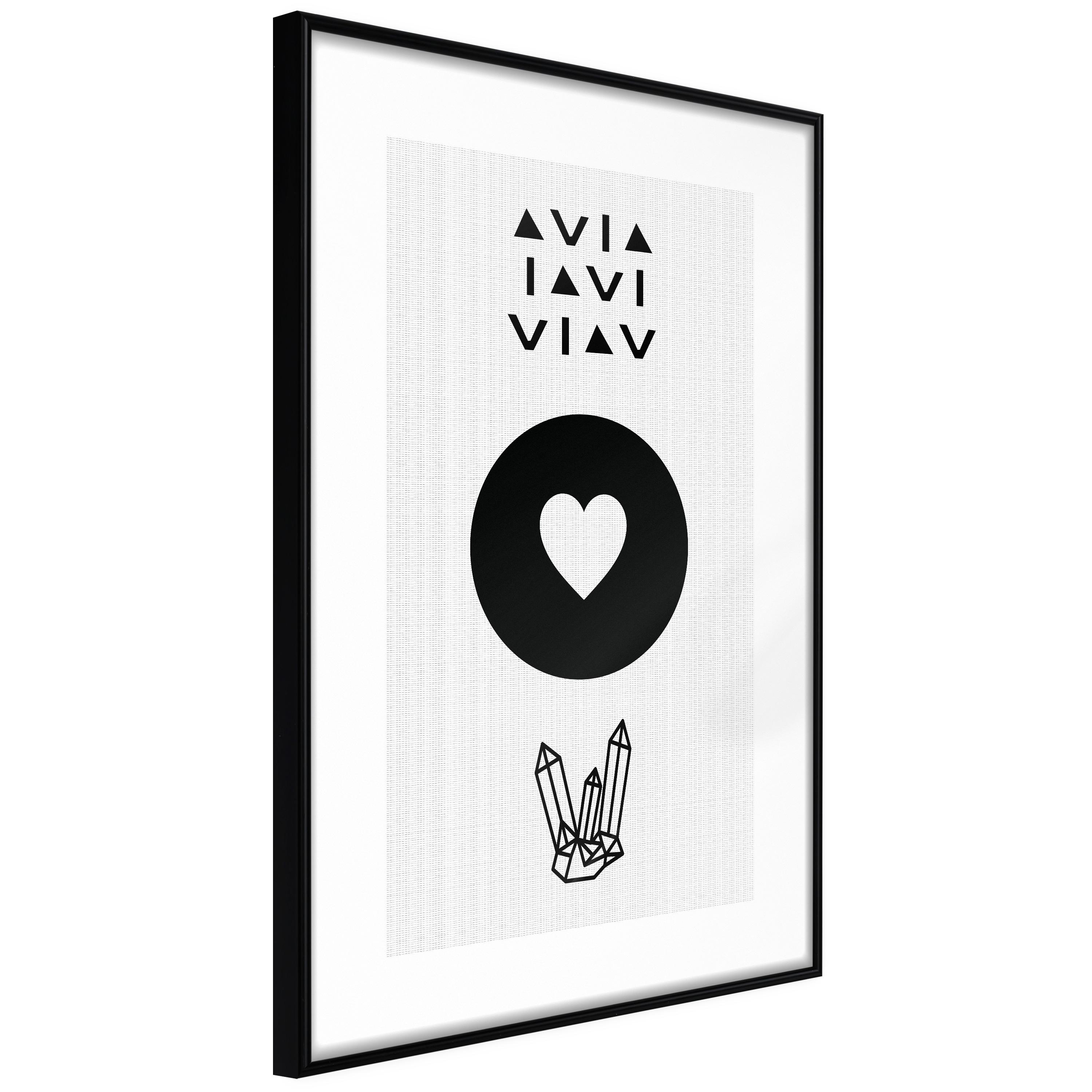 Sort Plakat Heart And Crystals Ramme - Boligcenter Plakater  - 5903617108730