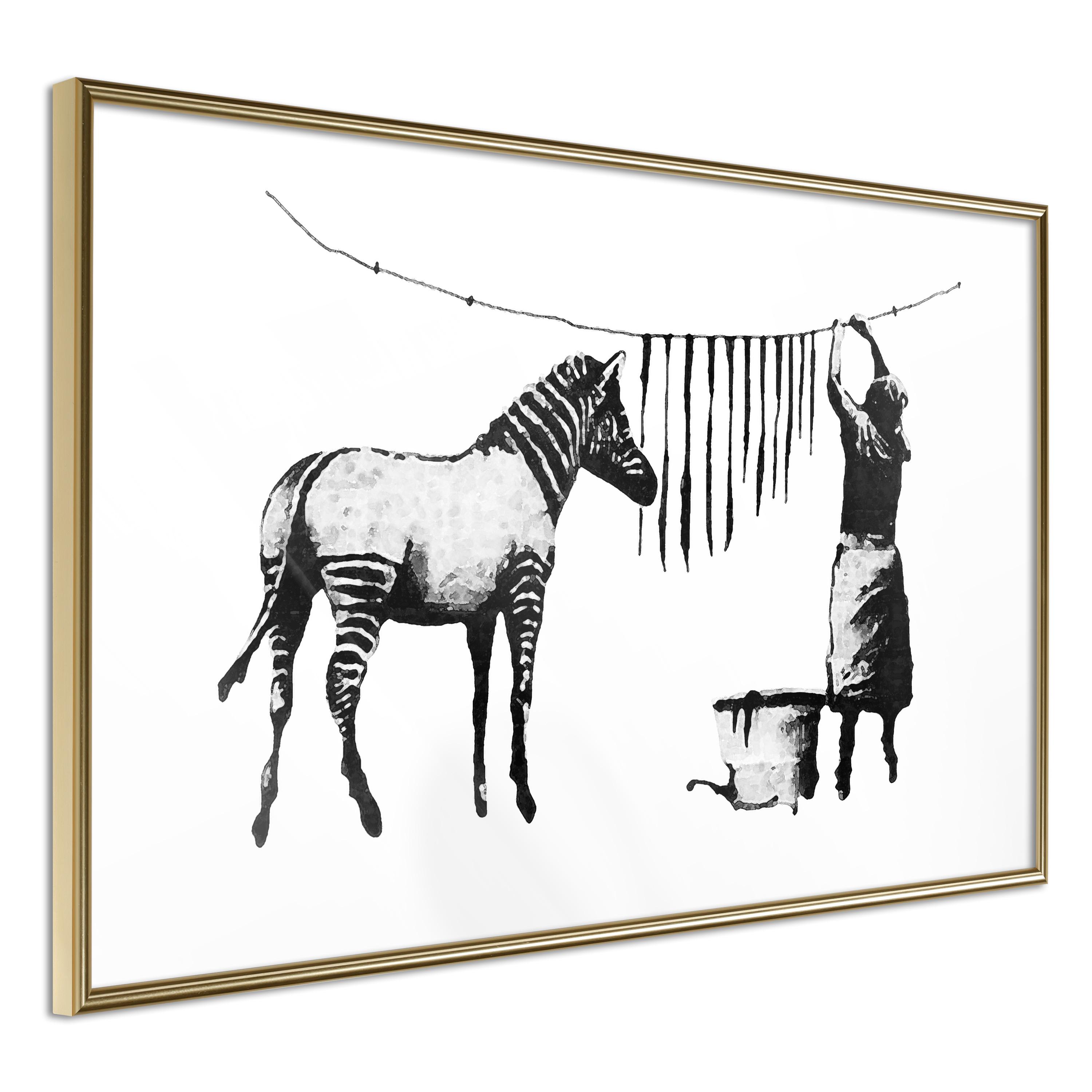 Plakat Banksy: Washing Zebra Guldramme - Boligcenter Plakater  - 5901493666641