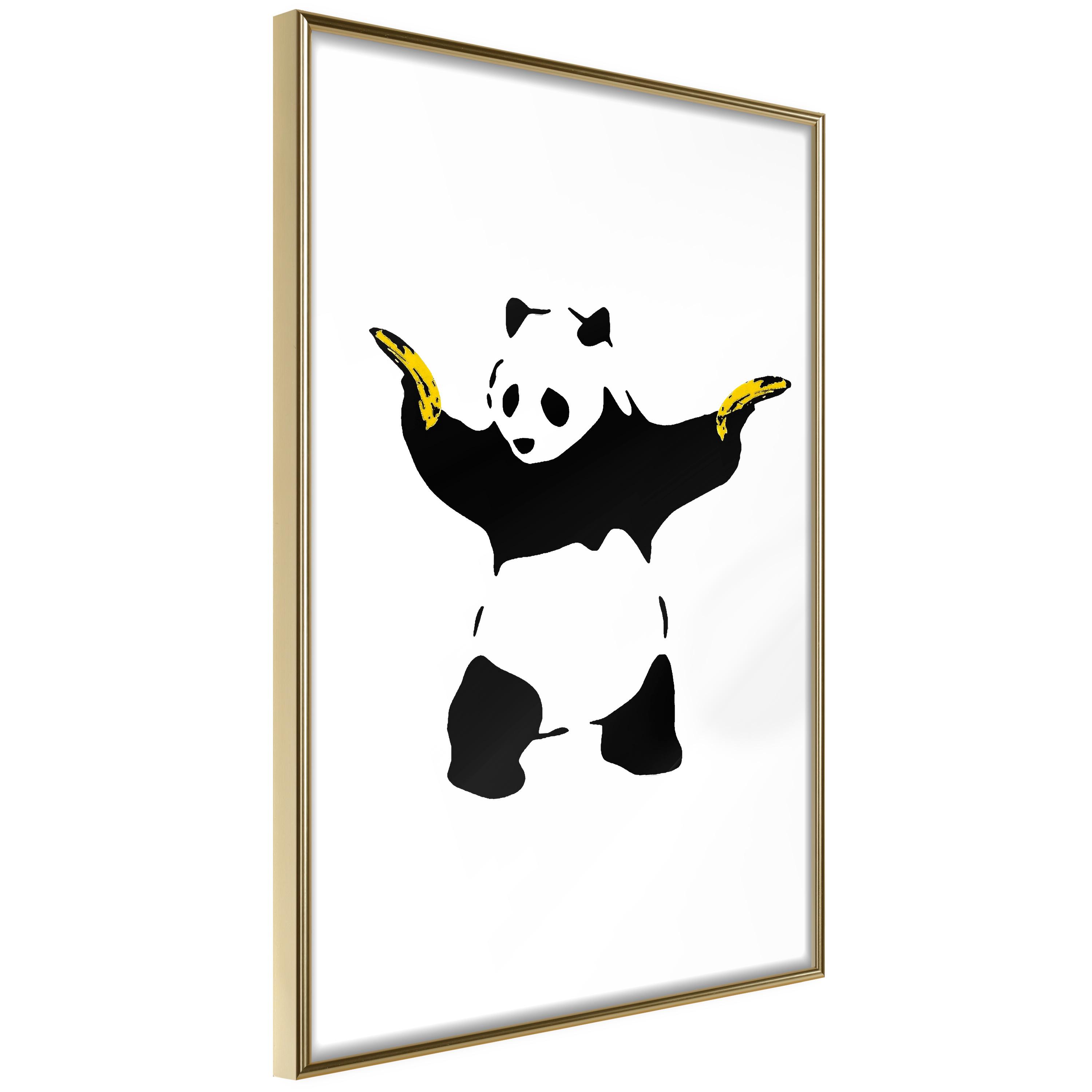 Plakat Panda With Guns Guldramme - Boligcenter Plakater - 5904419733854
