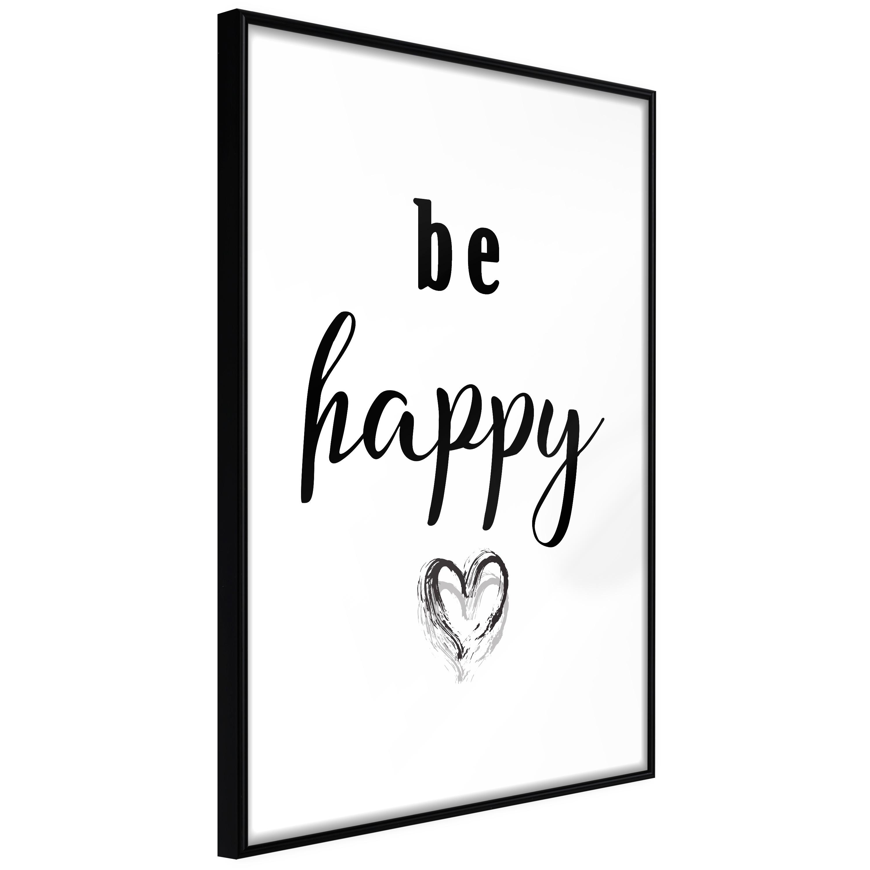 Sort Plakat Happy Ramme - Boligcenter Plakater  - 5904419631358