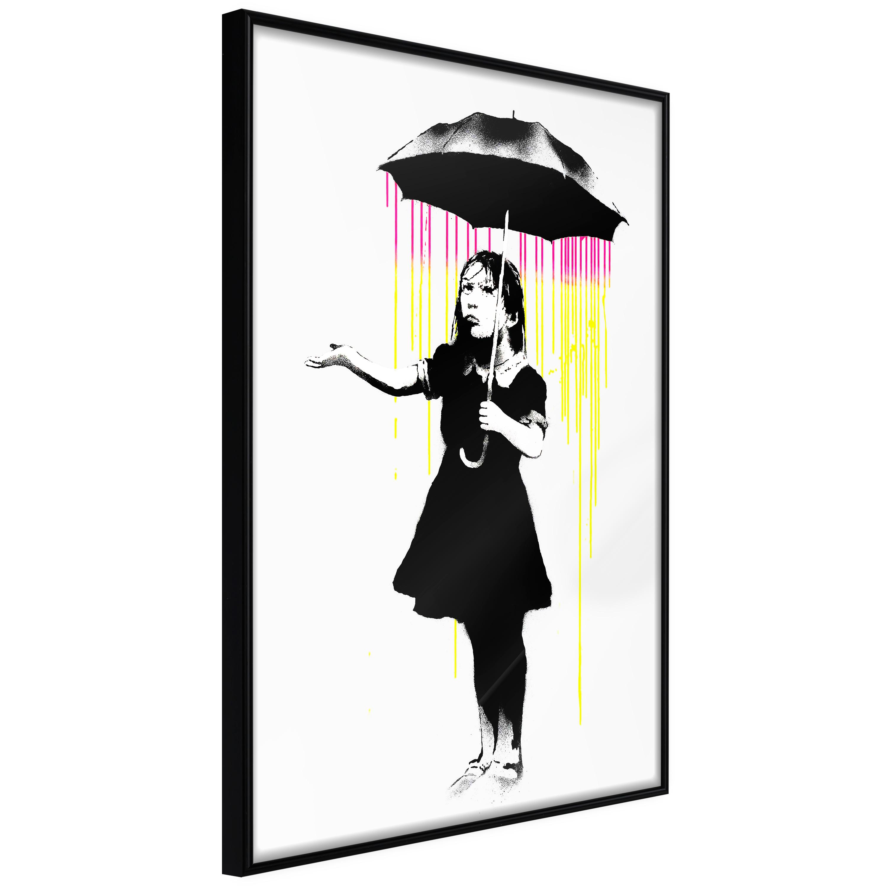 Sort Plakat Girl With Umbrella Ramme - Boligcenter Plakater - 5904419661058