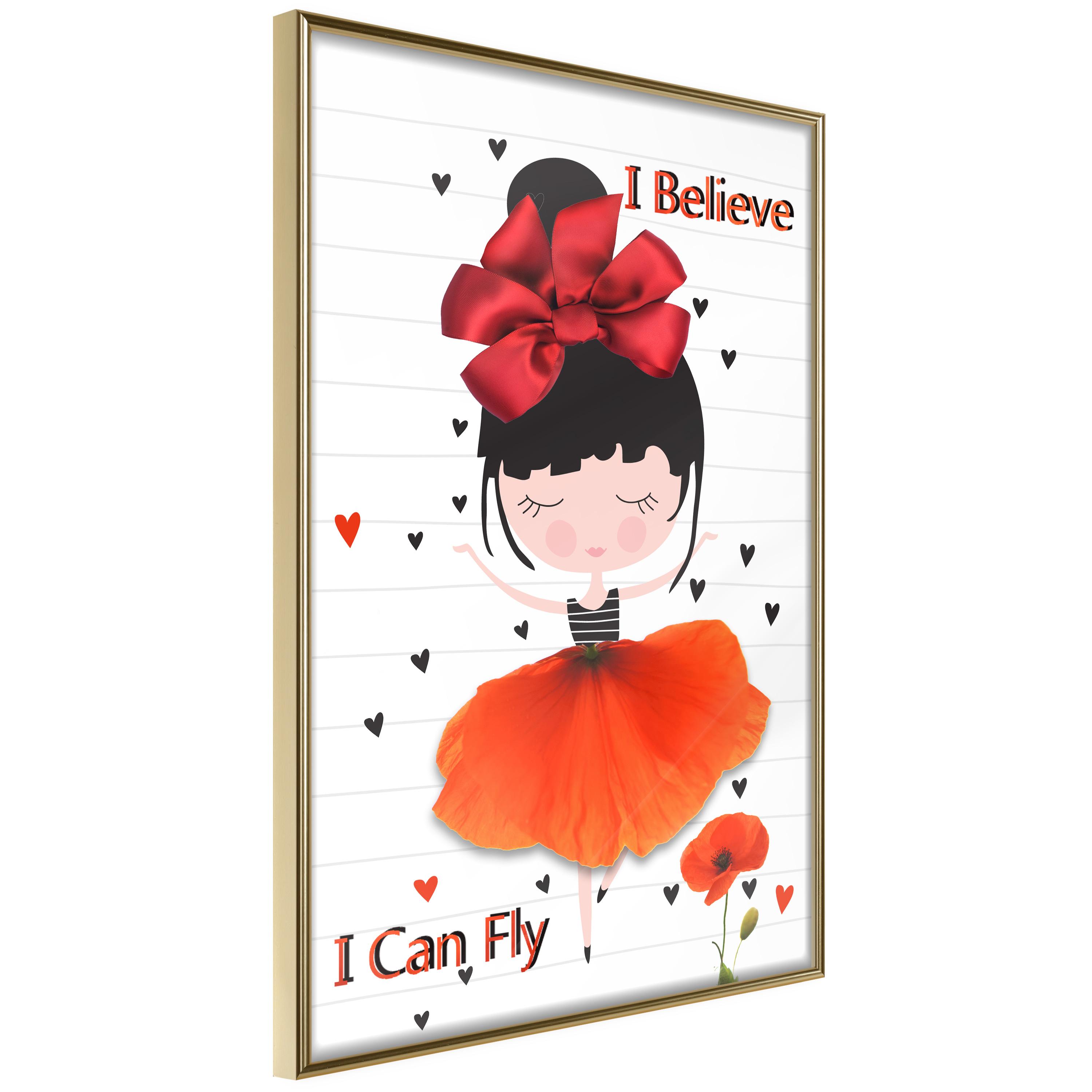Plakat Believe Can Fly Guldramme - Boligcenter Plakater - 5901493684461