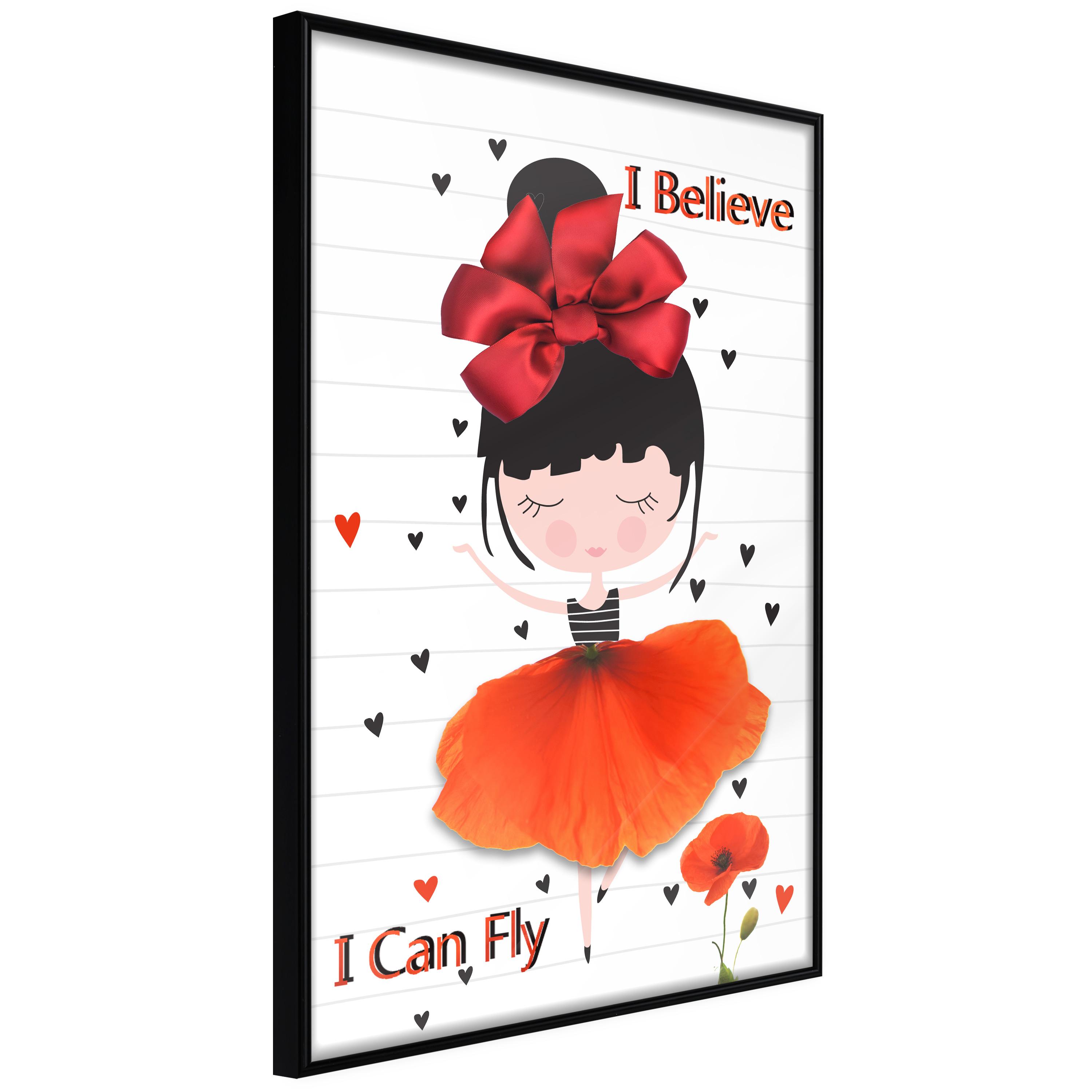 Sort Plakat Believe Can Fly Ramme - Boligcenter Plakater  - 5901493684560