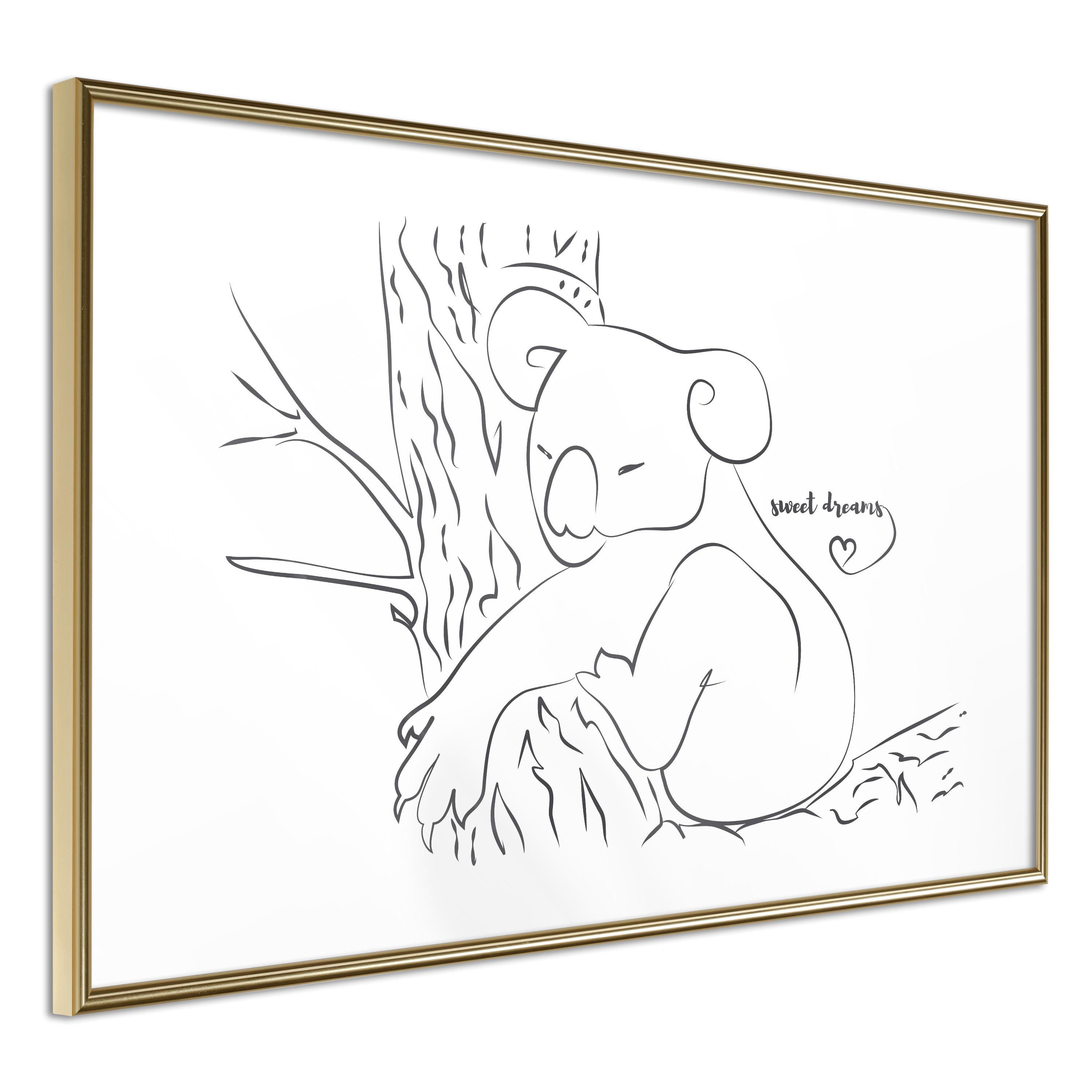 Plakat Sleepy Koala Guldramme - Boligcenter Plakater  - 5901493663046