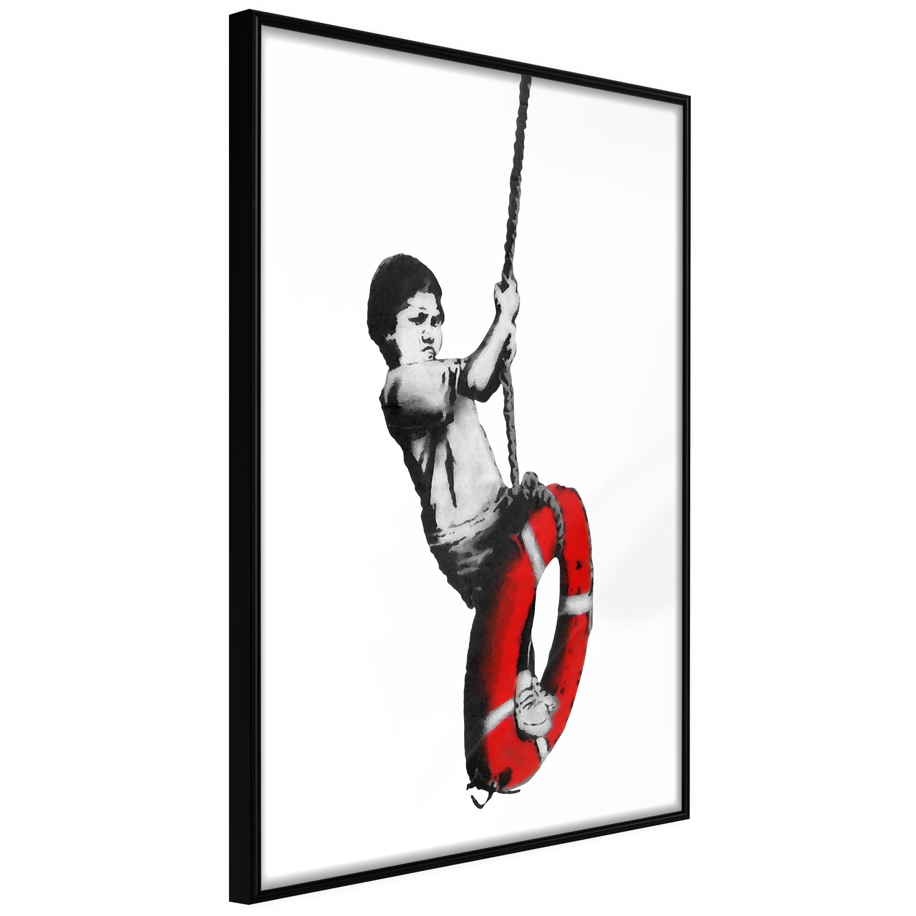 Sort Plakat Banksy: Boy Rope Ramme - Boligcenter Plakater  - 5904419656733