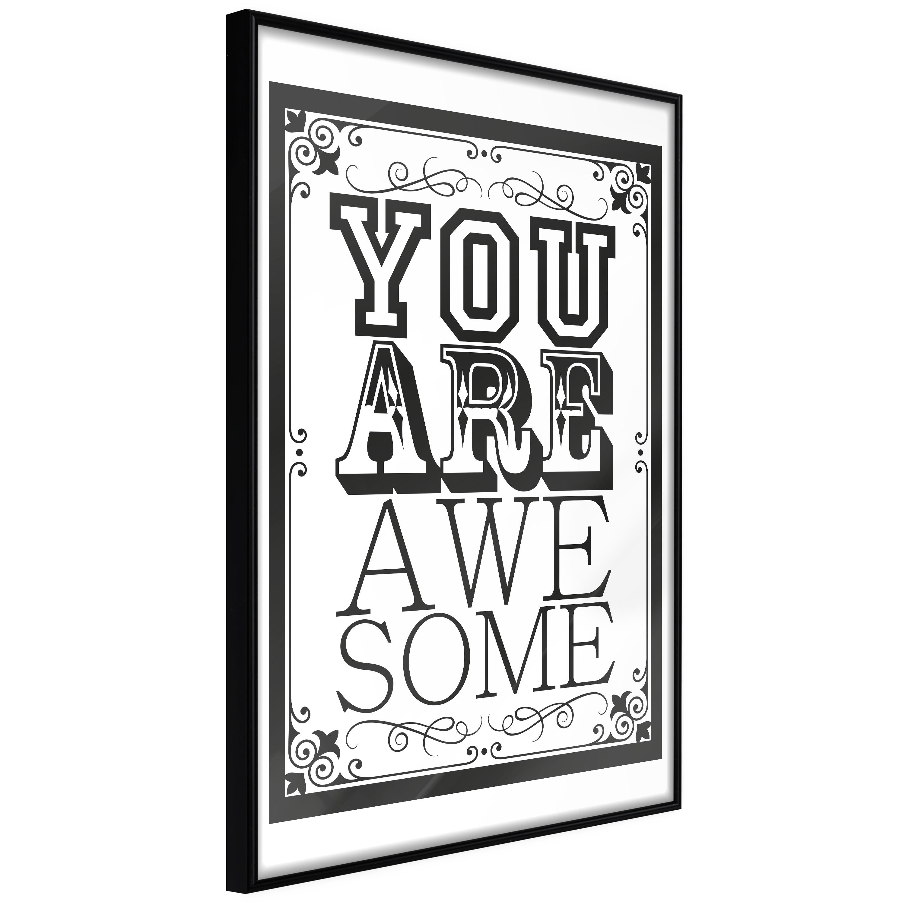 Sort Plakat You Are Awesome Ramme - Boligcenter Plakater  - 5901493690509