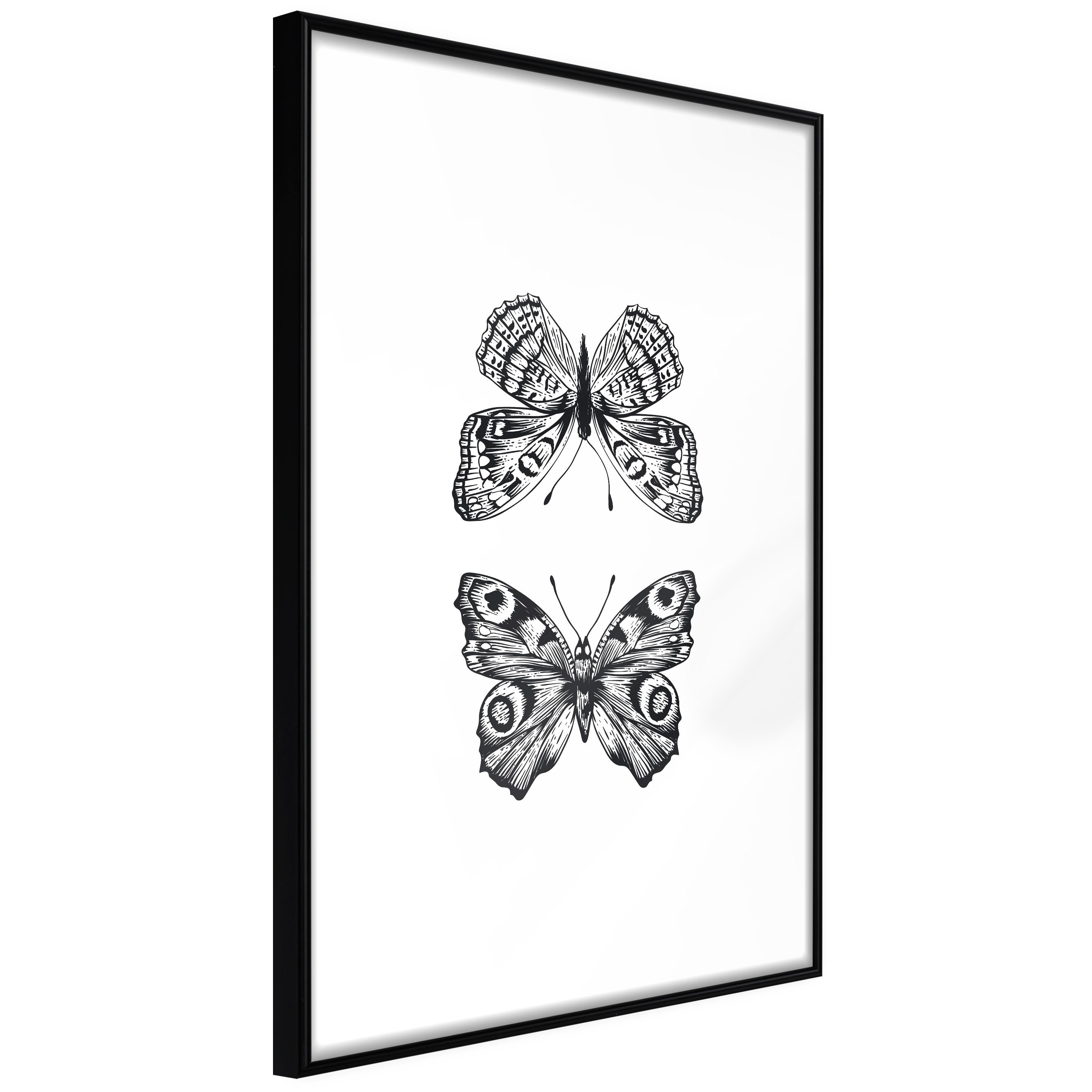 Sort Plakat Two Butterflies Ramme - Boligcenter Plakater  - 5903617092534